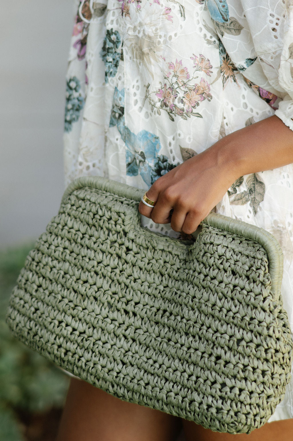 Lani Straw Clutch-Sage