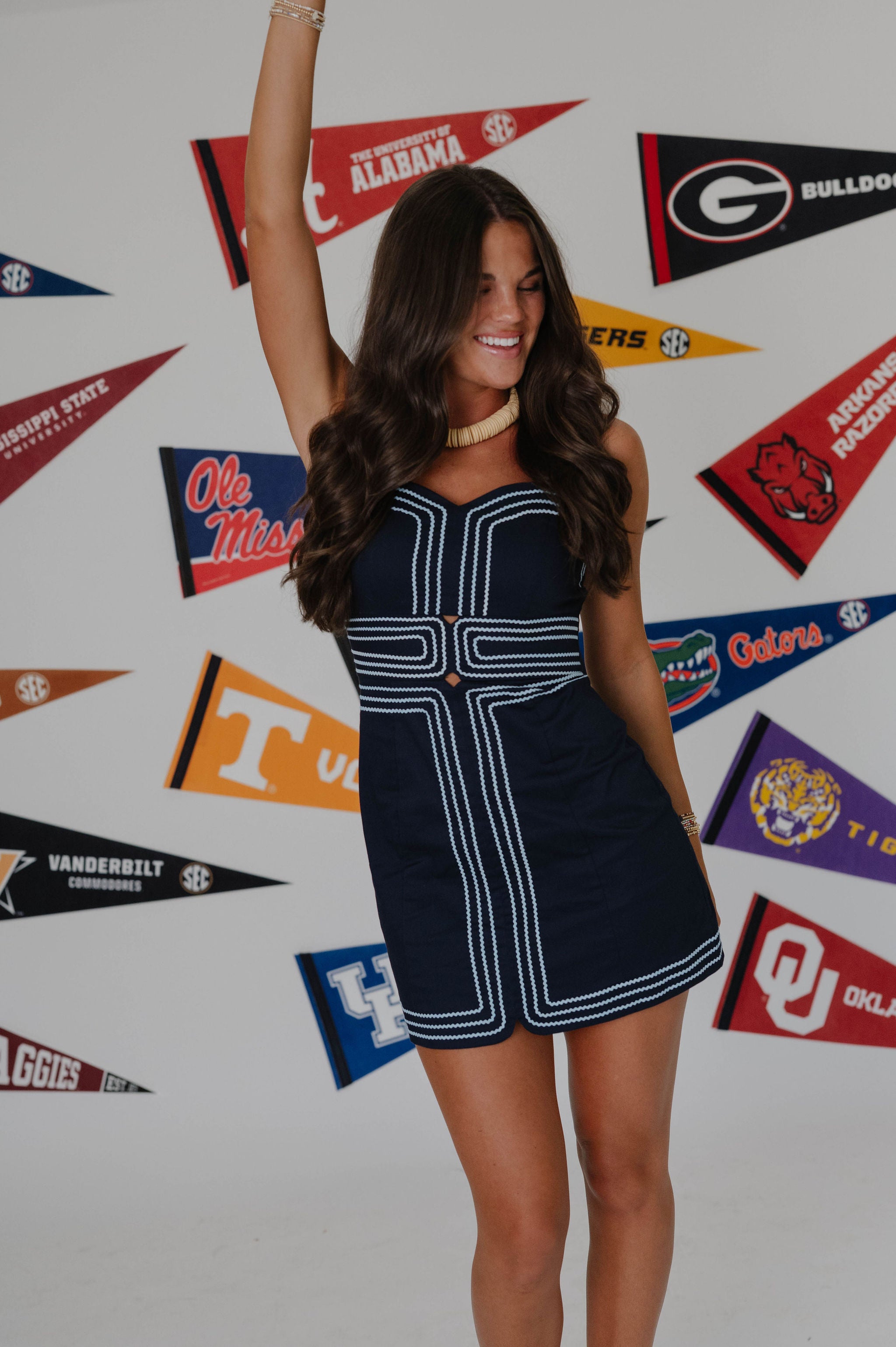 Jordan Mini Dress-Navy/Light Blue