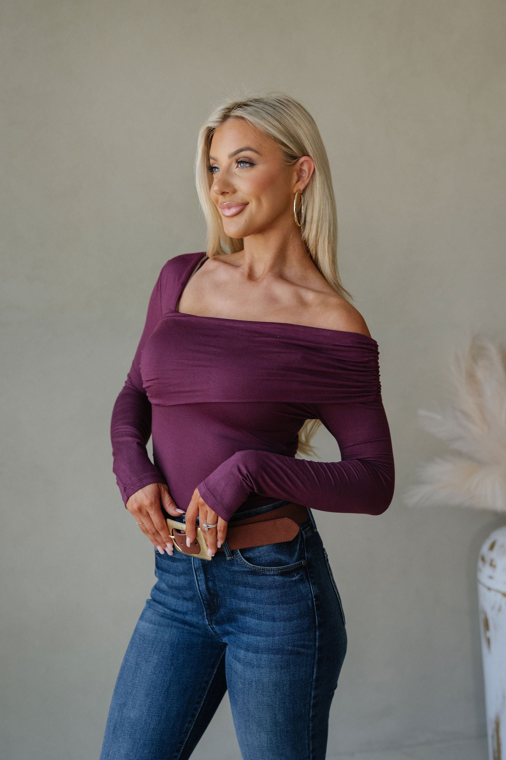 Asymmetrical Knit Top-Plum