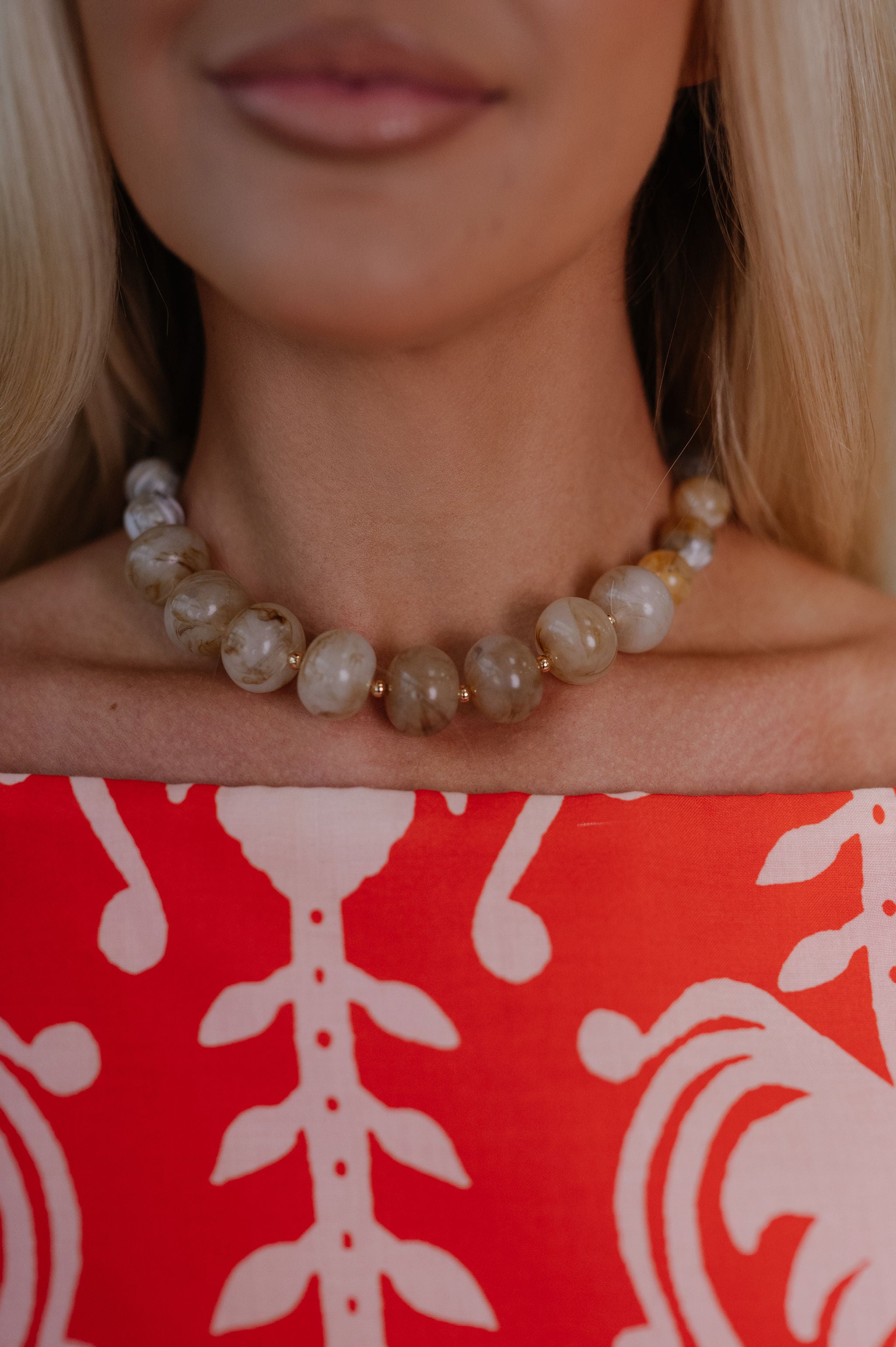 Shelton Chunky Bead Necklace-Natural Multi
