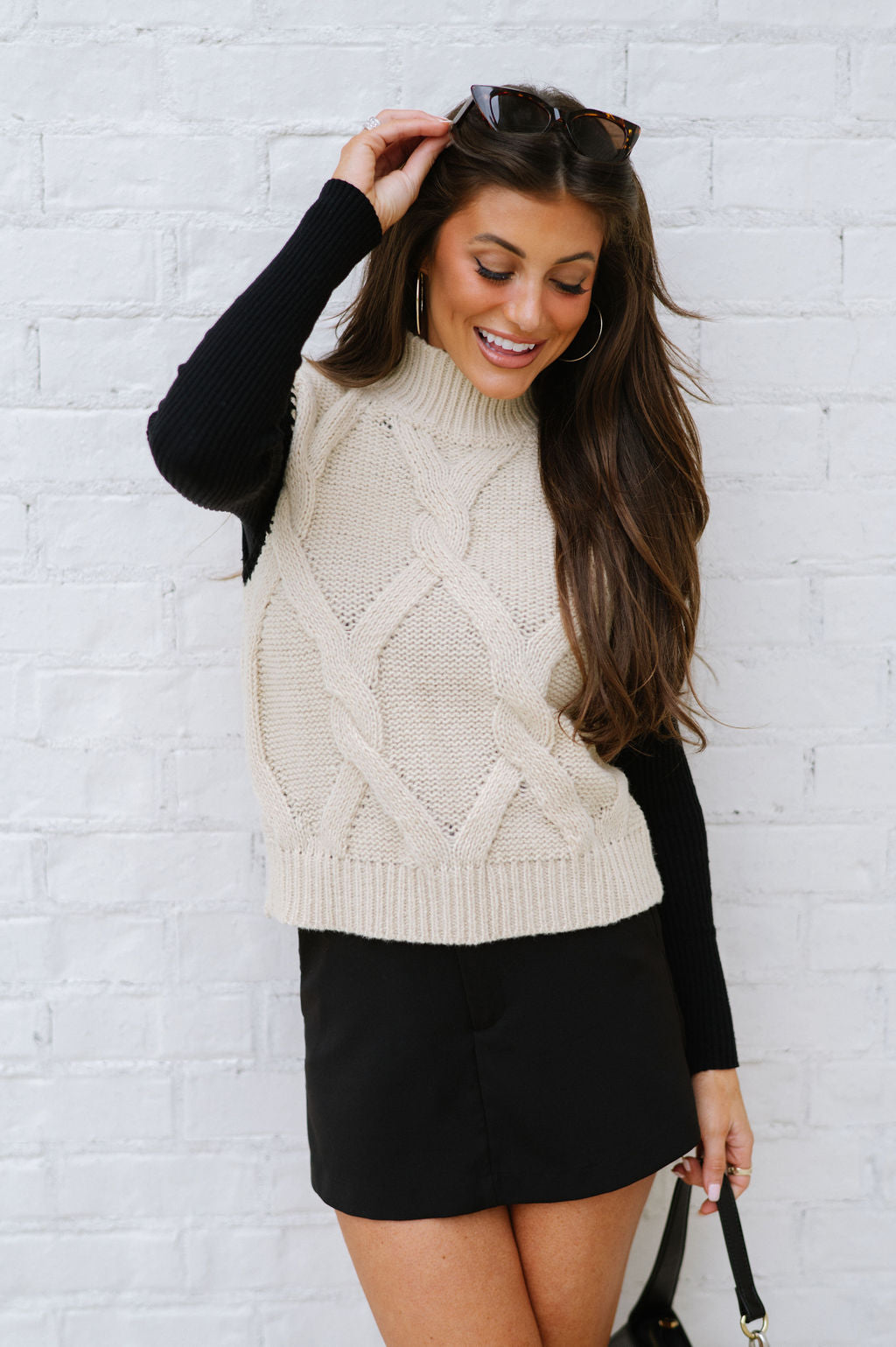 Brinley Sleeveless Cable Knit Sweater