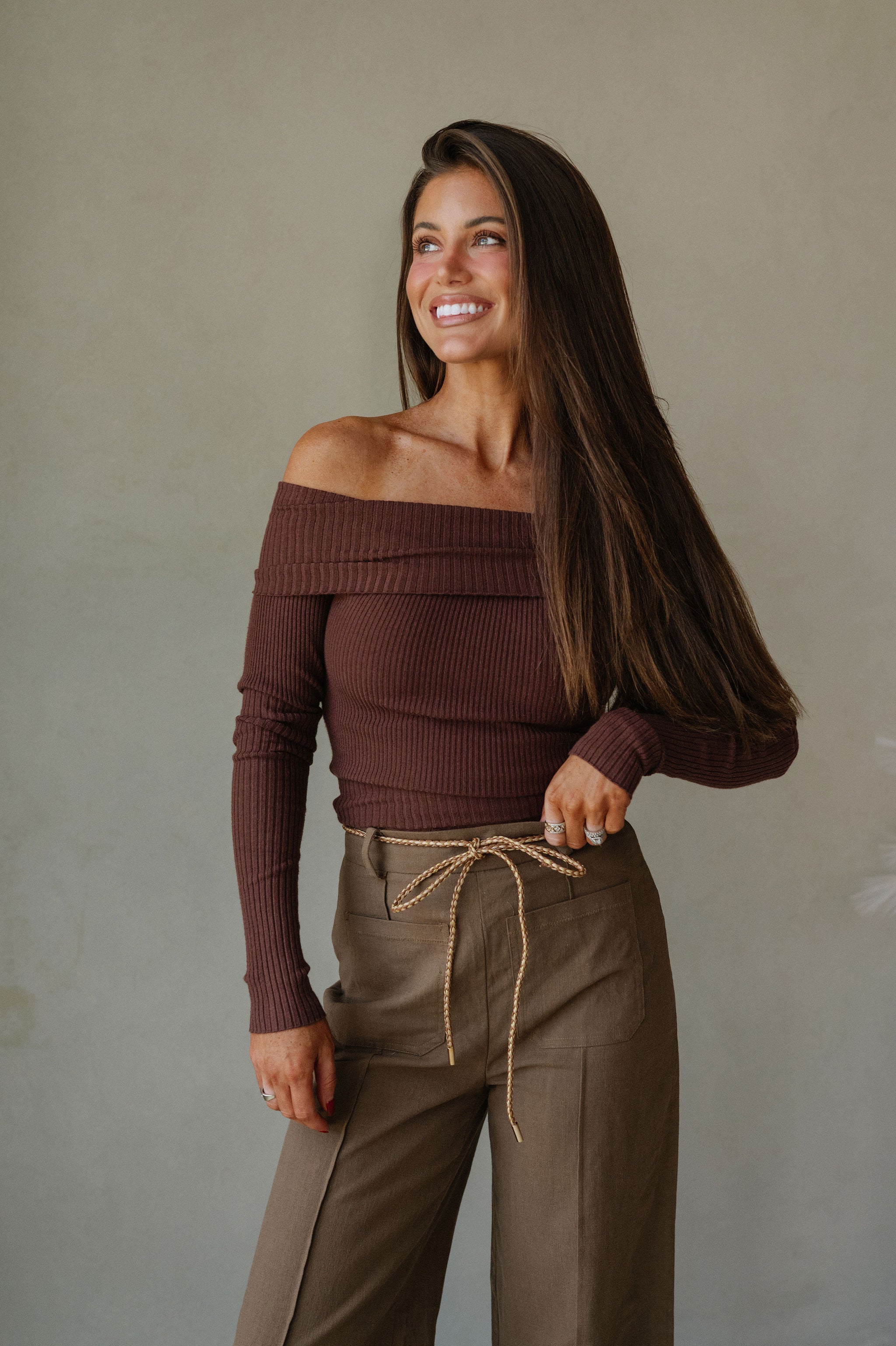 Karsen OTS Sweater-Brown