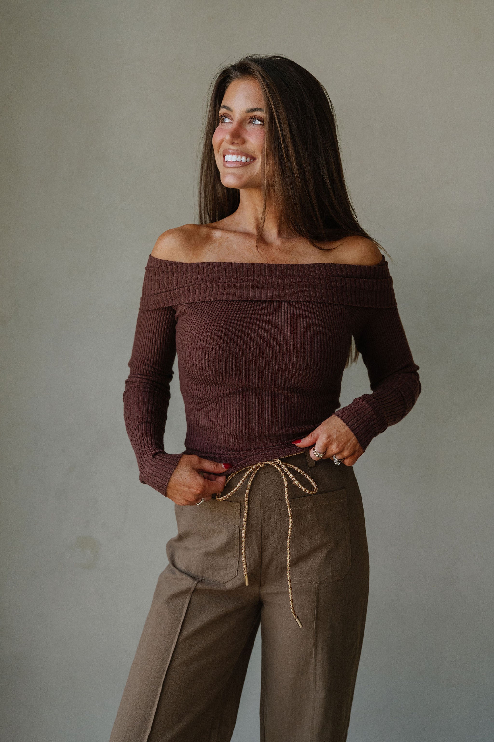 Karsen OTS Sweater-Brown