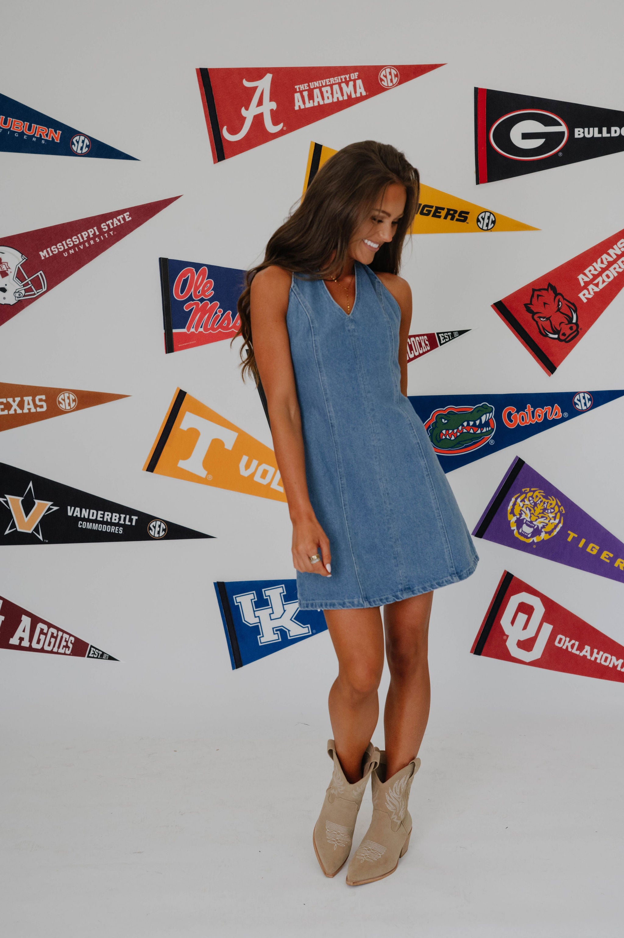 Jolie Denim Halter Mini Dress