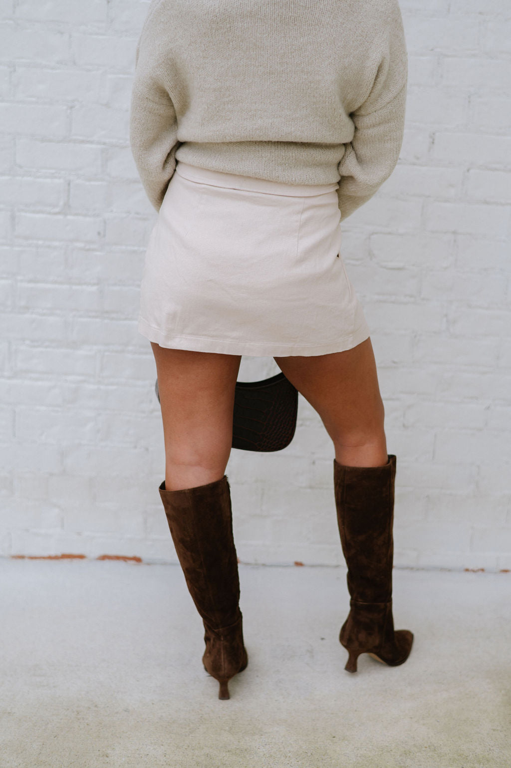 Collar Mini Skirt-Sand