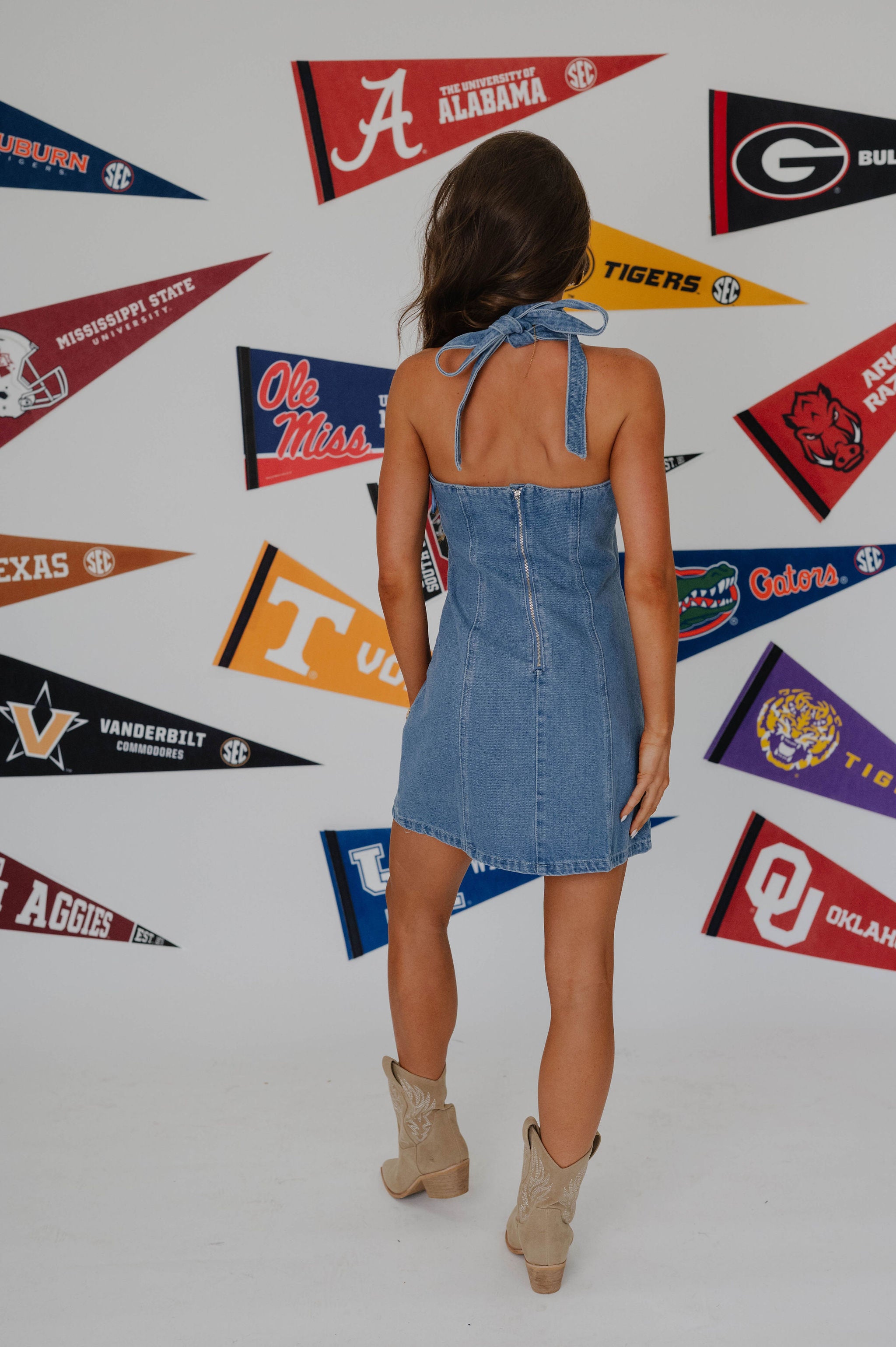 Jolie Denim Halter Mini Dress