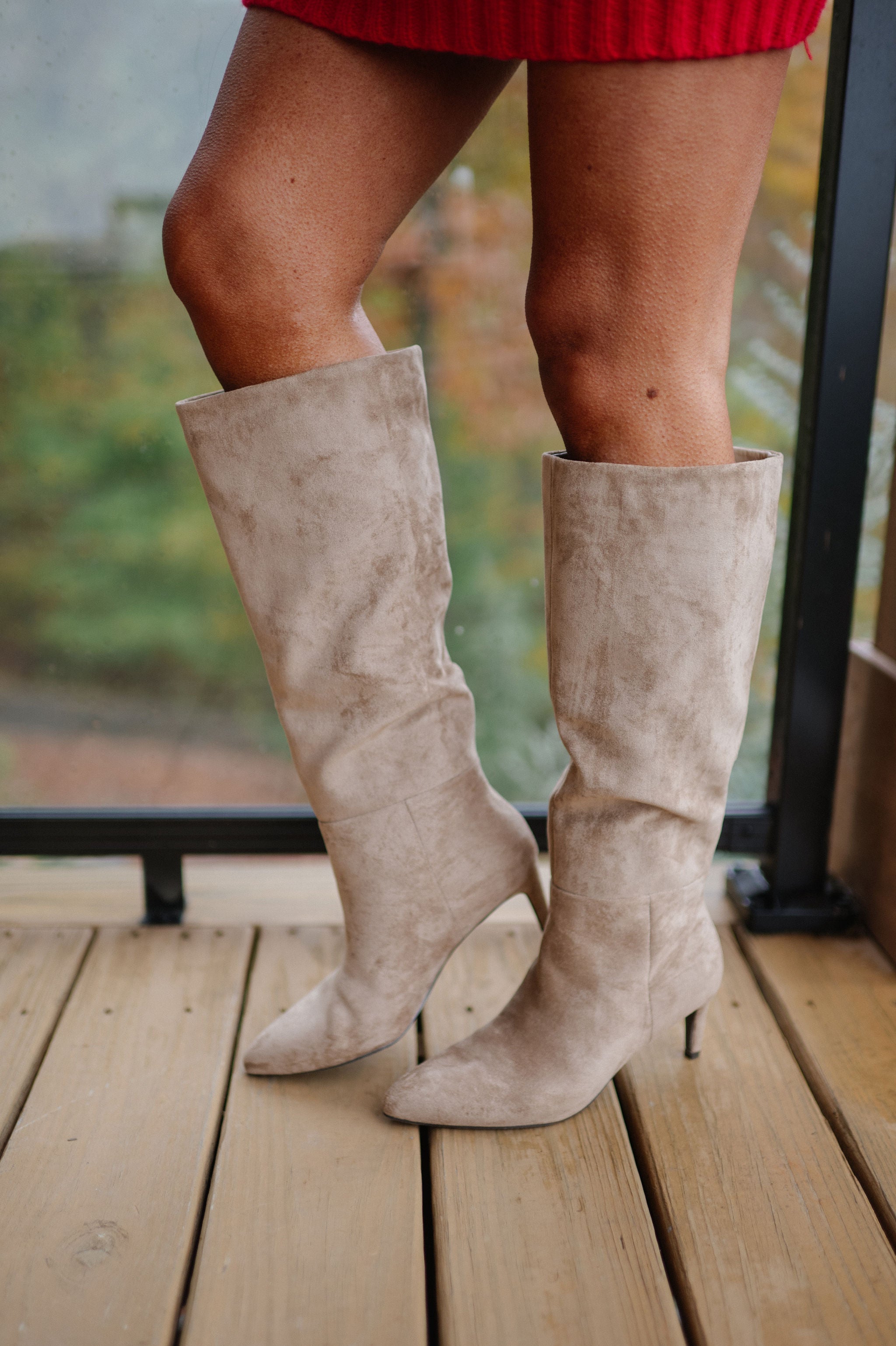 Sabrinna Suede Boots-Taupe