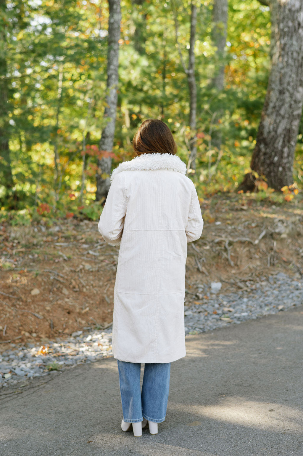 Faux Fur Trench Coat-Ivory