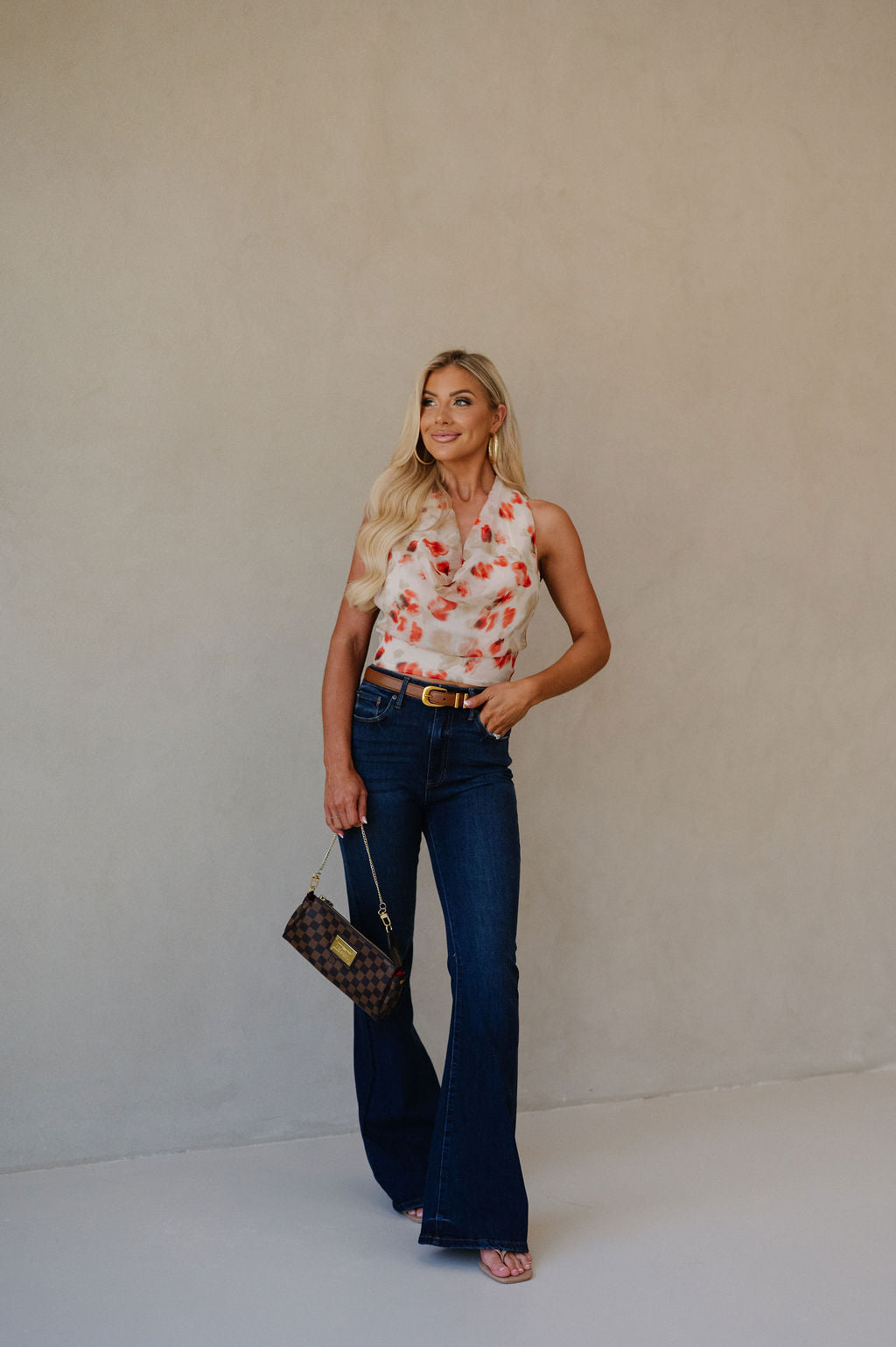 High Rise Flared Jeans-Dark