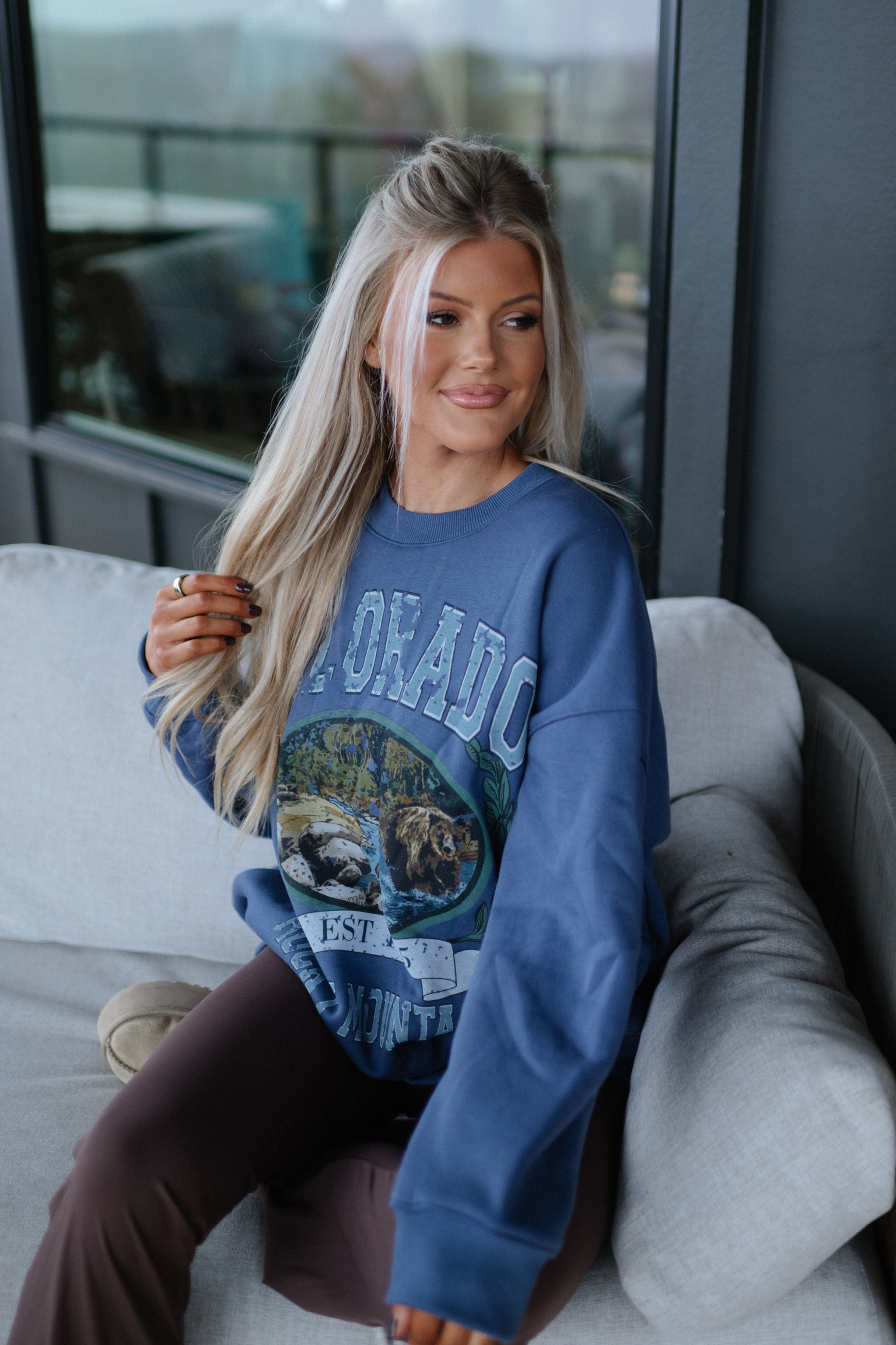 "Colorado" Oversized Sweatshirt-Navy Blue