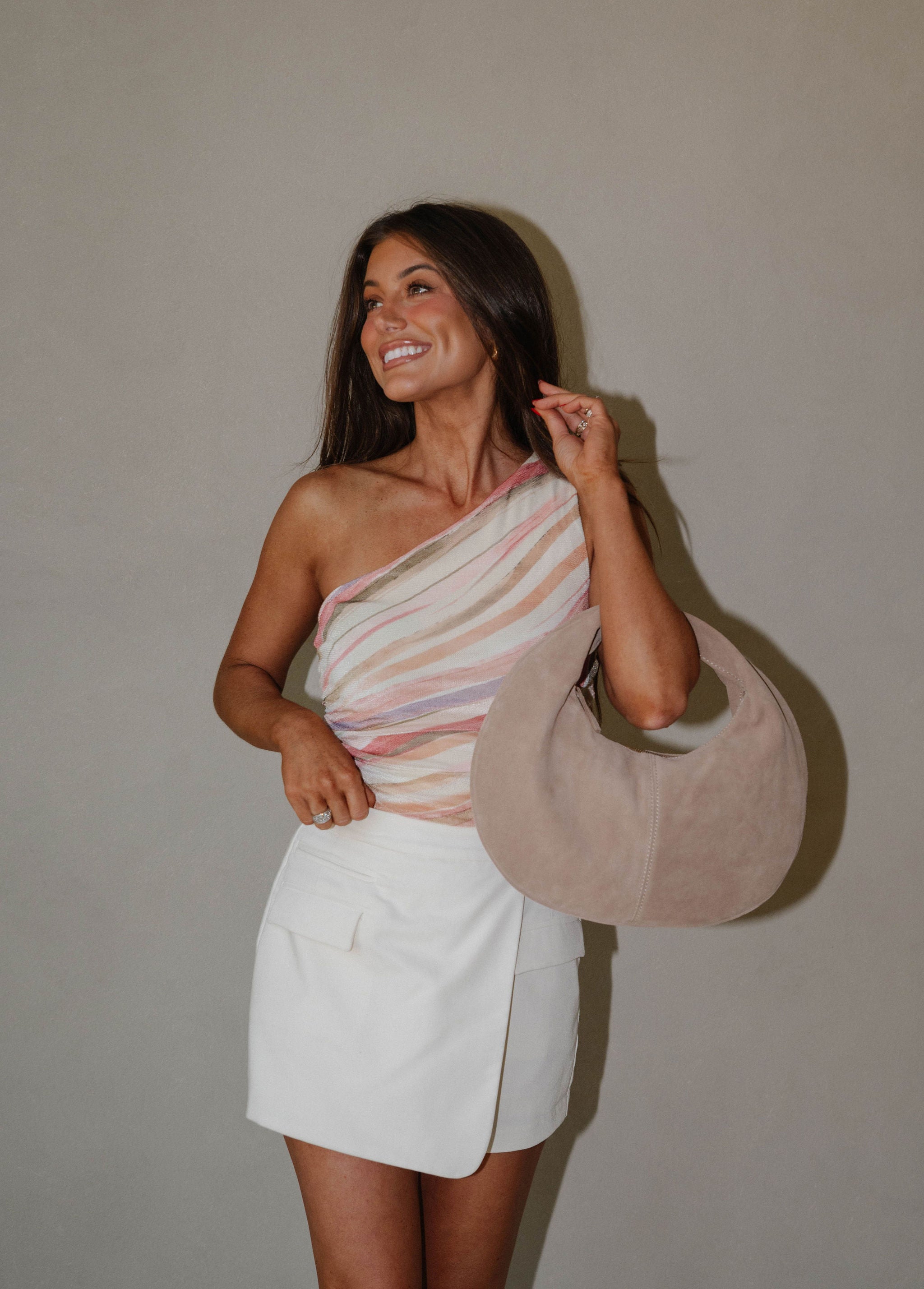 Asymmetrical One Shoulder Top-Multi