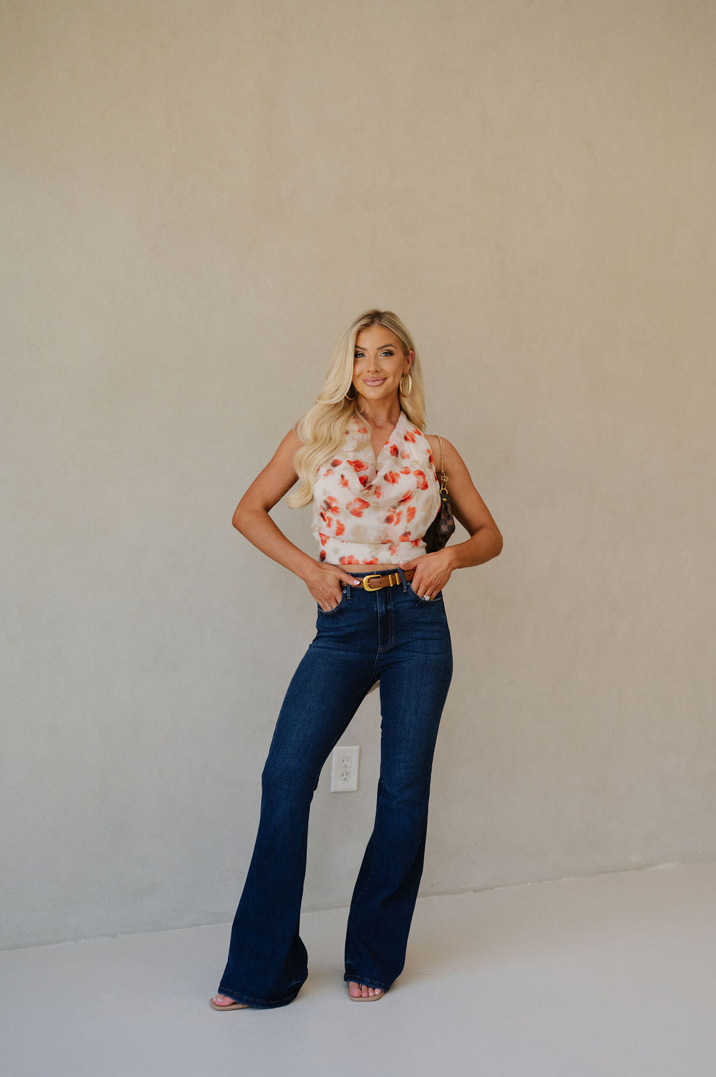 High Rise Flared Jeans-Dark