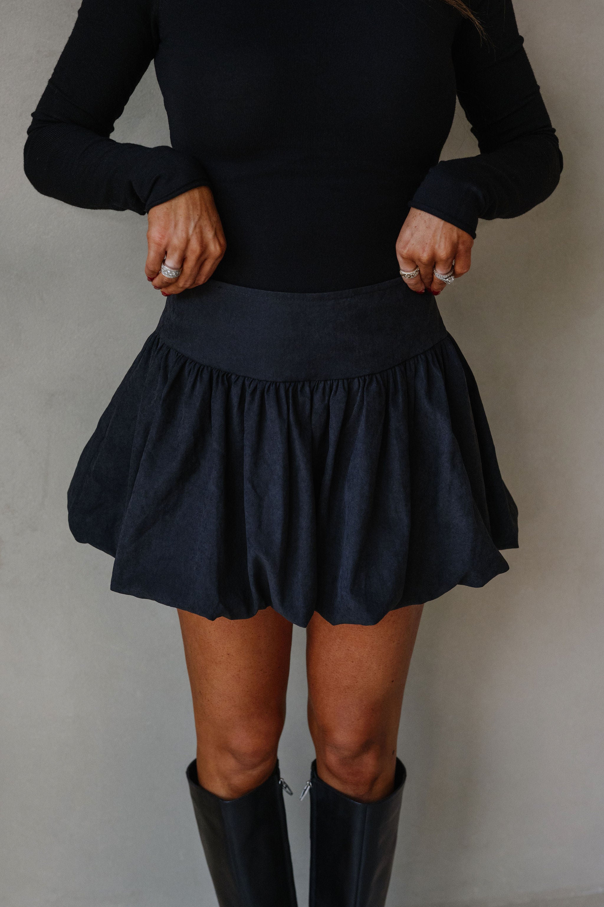 Bubble Mini Skirt-Black