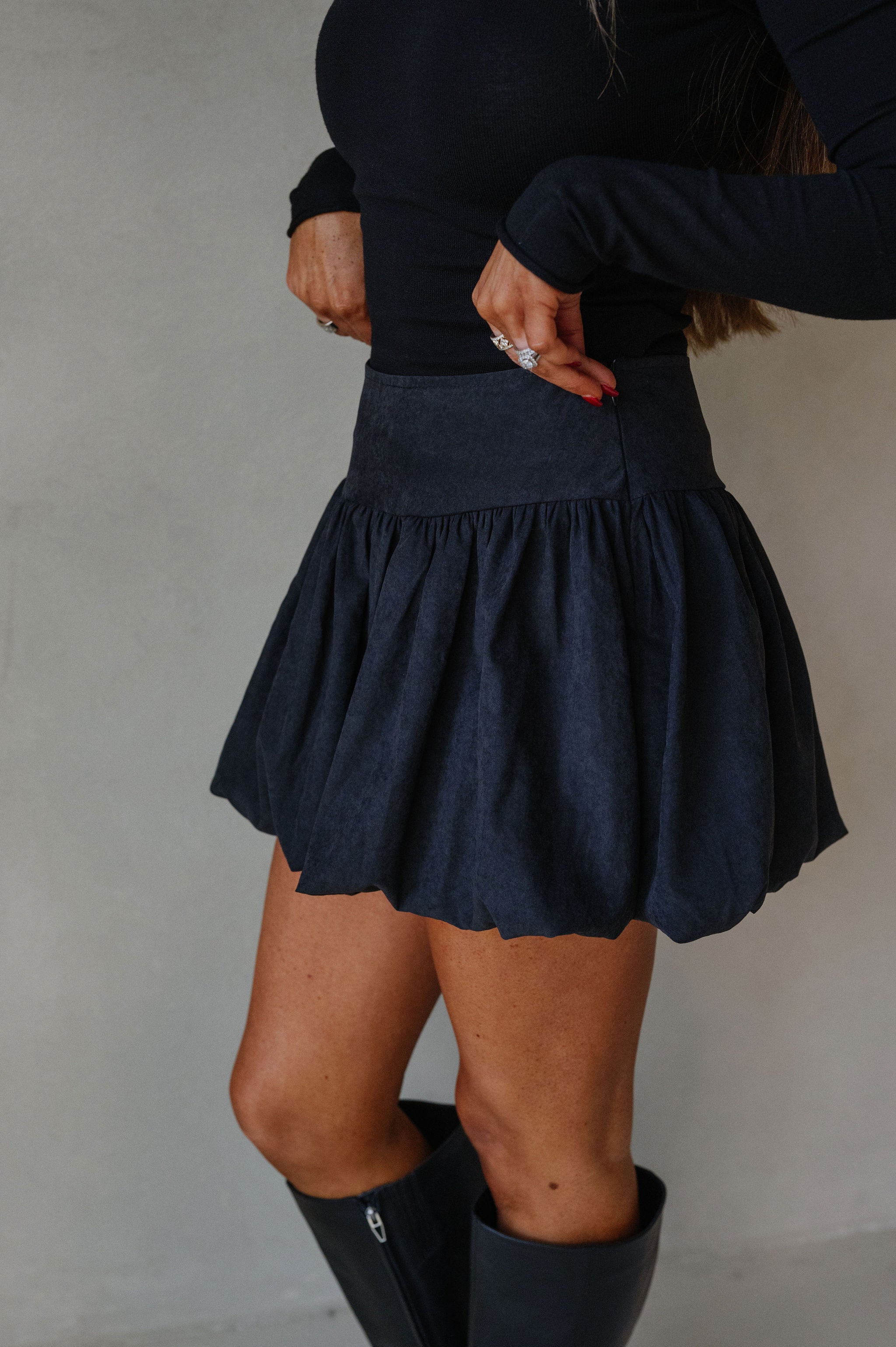 Bubble Mini Skirt-Black