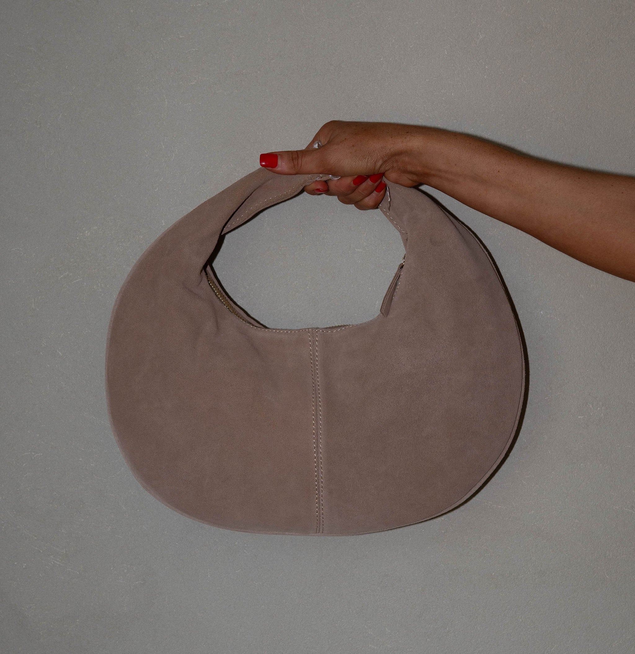 Farrah Suede Leather Hobo Bag-Natural