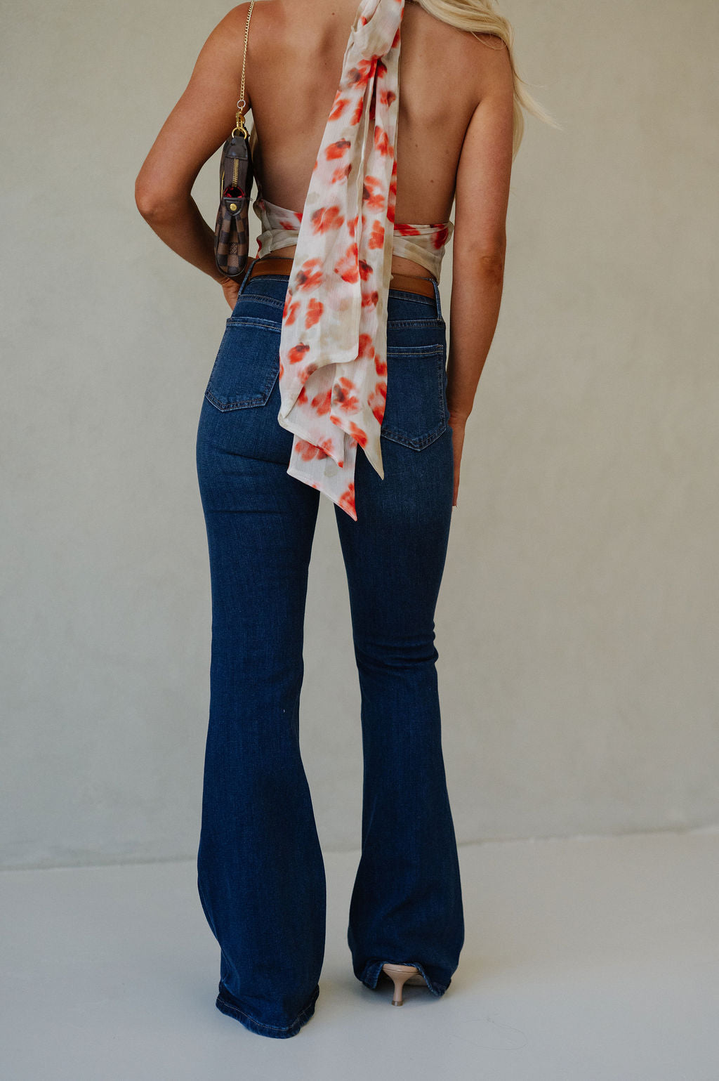 High Rise Flared Jeans-Dark