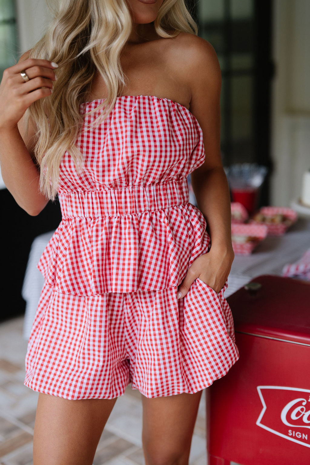 Gigi Gingham Set-Red