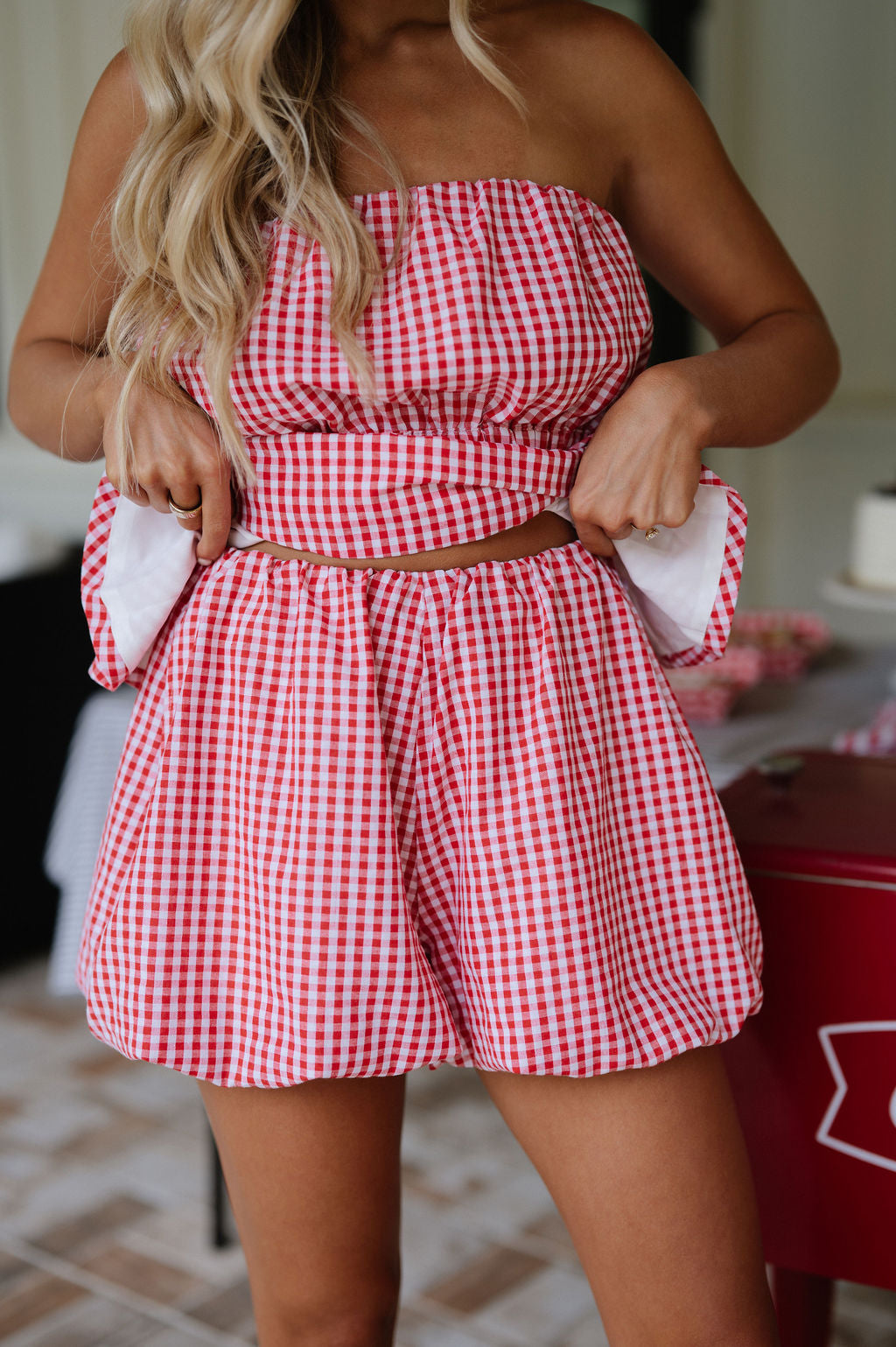 Gigi Gingham Set-Red
