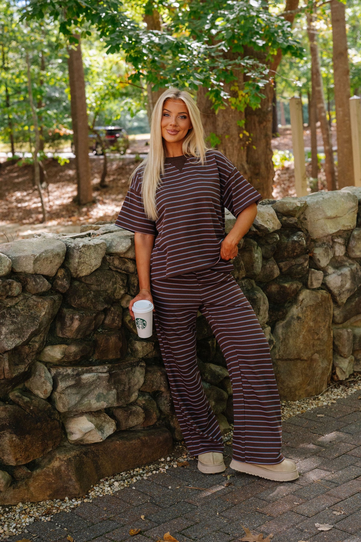 Tarsi Striped Terry Set-Chocolate