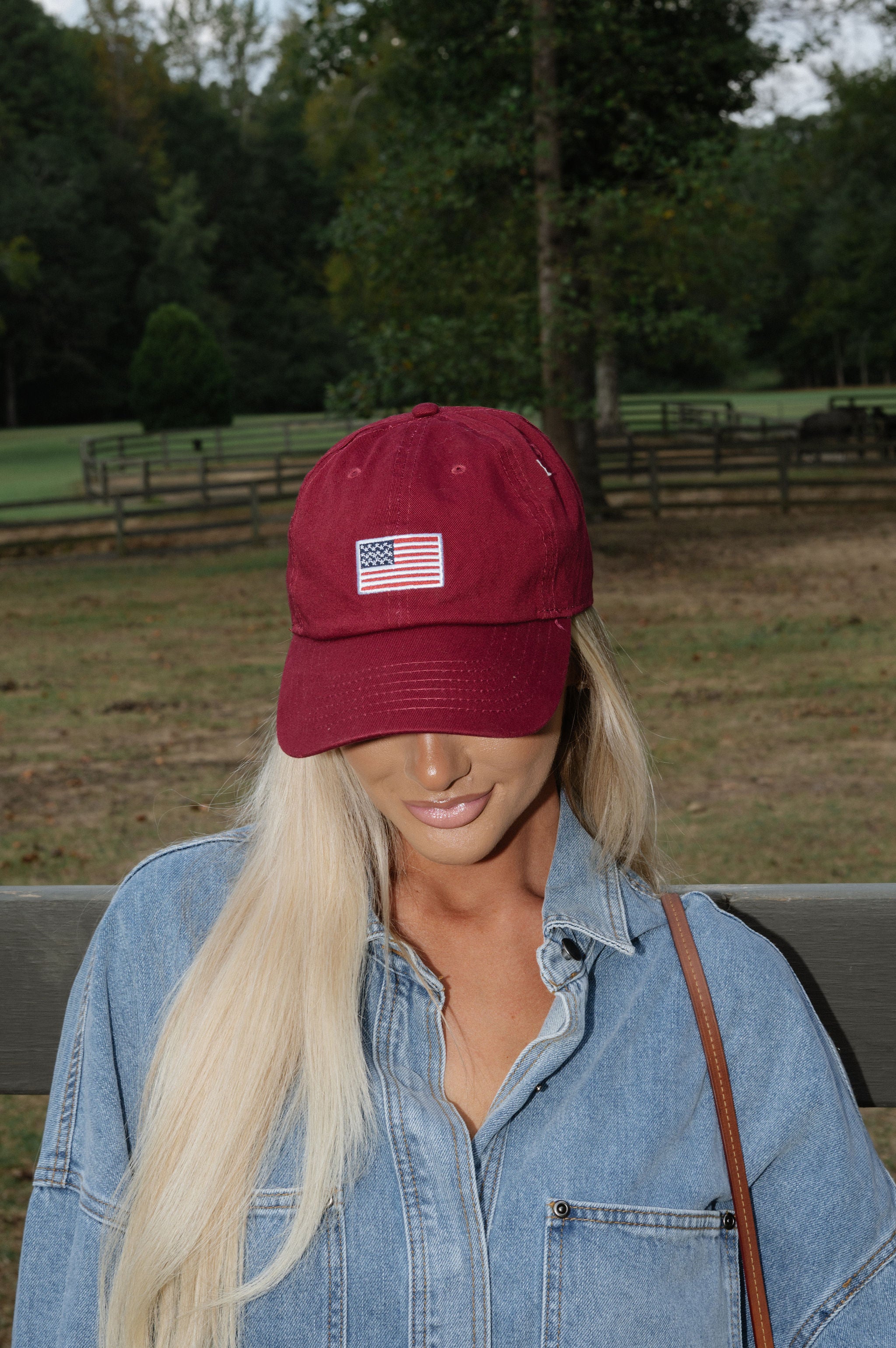 American Flag Hat-Burgundy