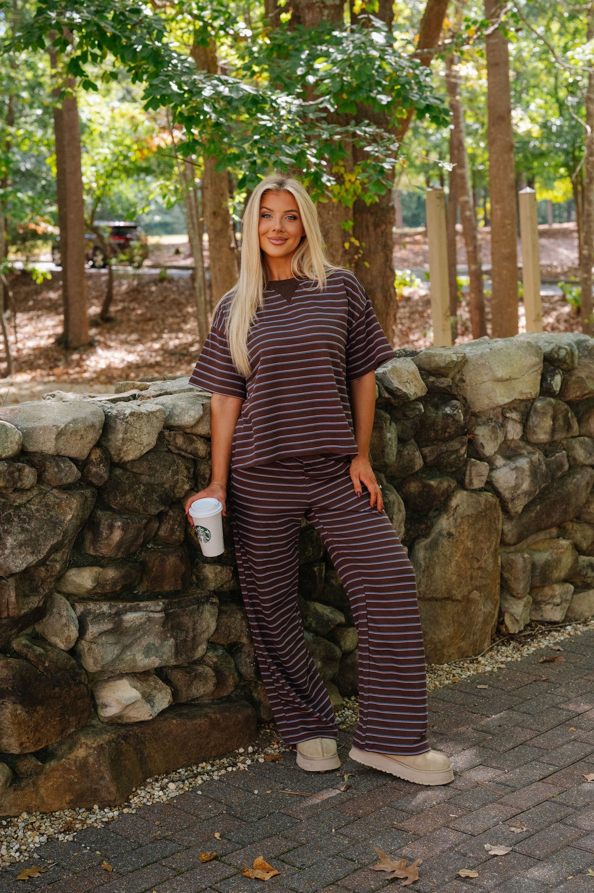 Tarsi Striped Terry Set-Chocolate