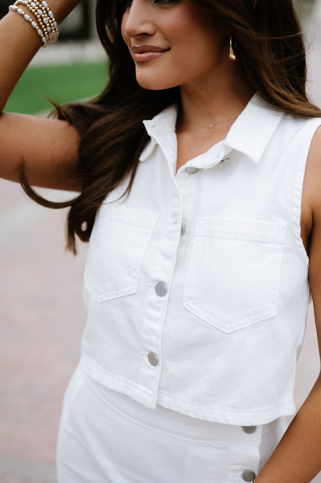 Collier Denim Skirt Set- Off White