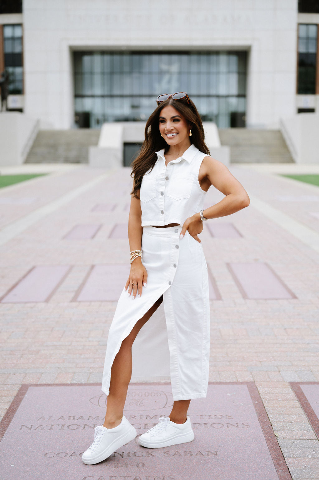 Collier Denim Skirt Set- Off White