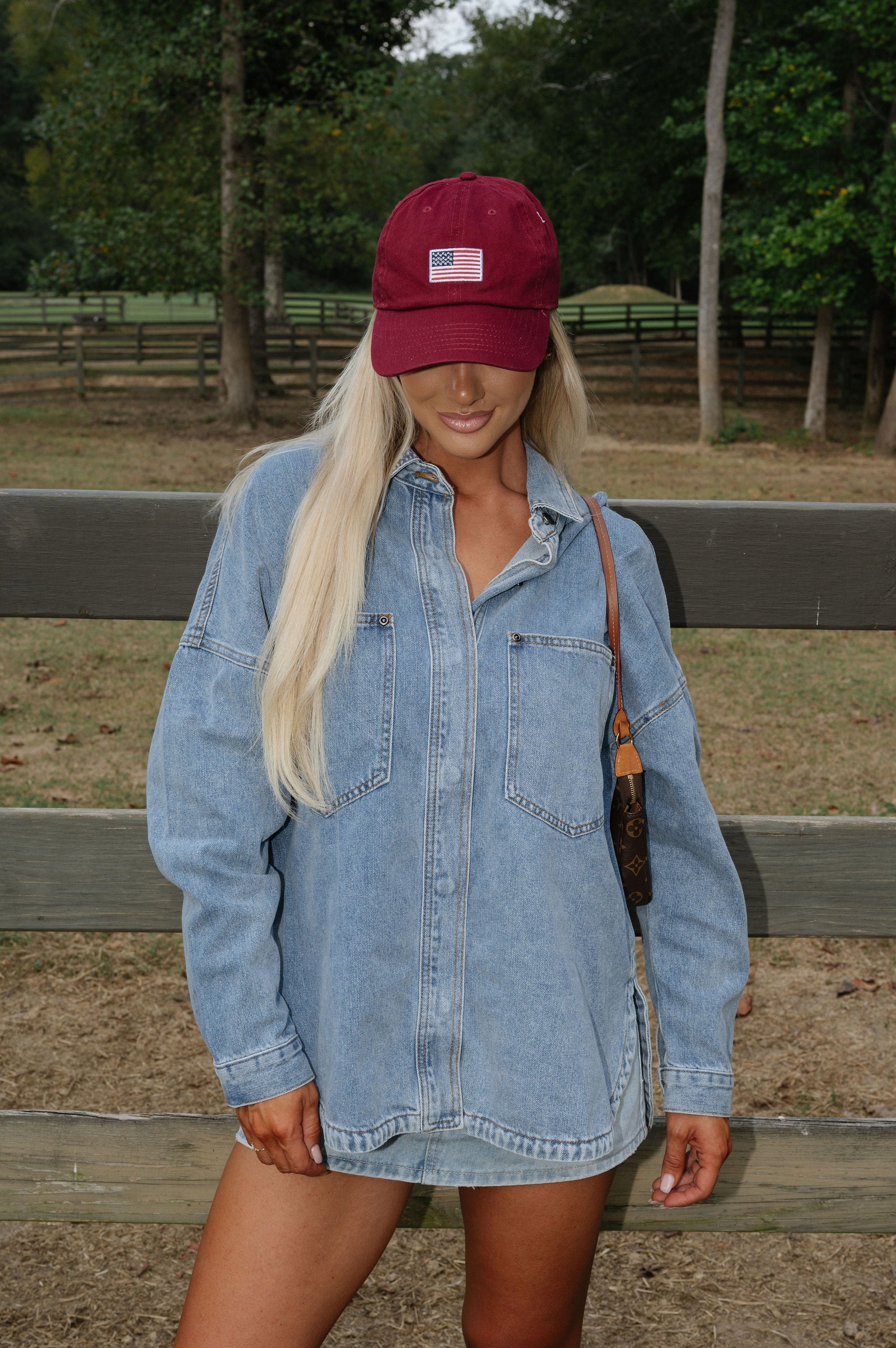 American Flag Hat-Burgundy