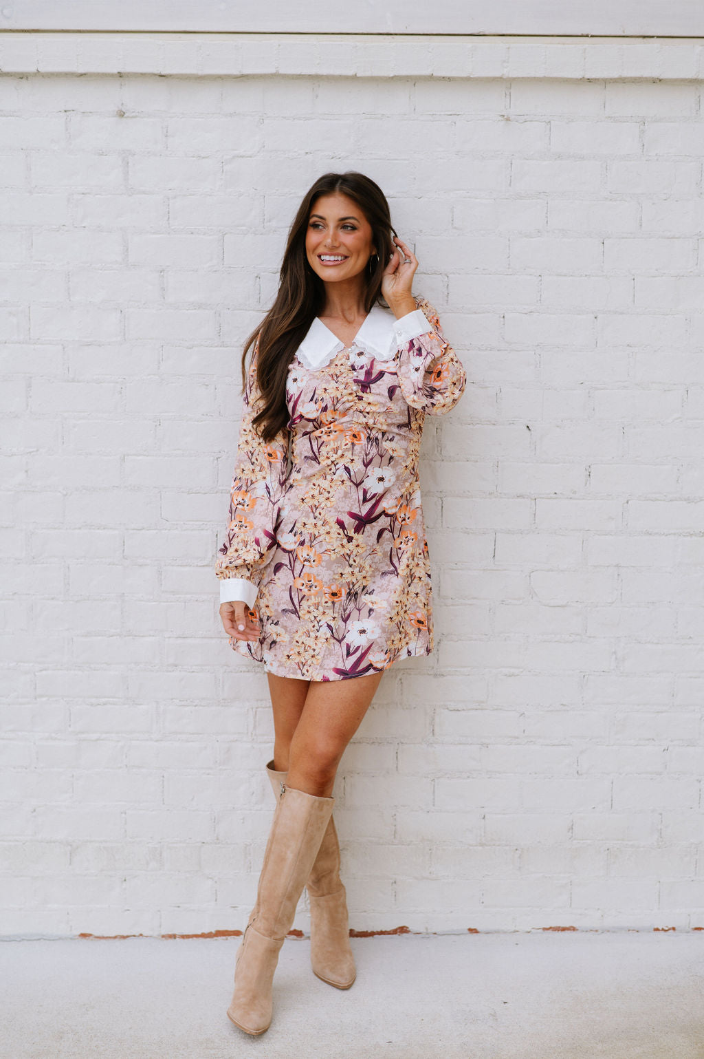 Kite Floral Mini Dress-Taupe Multi