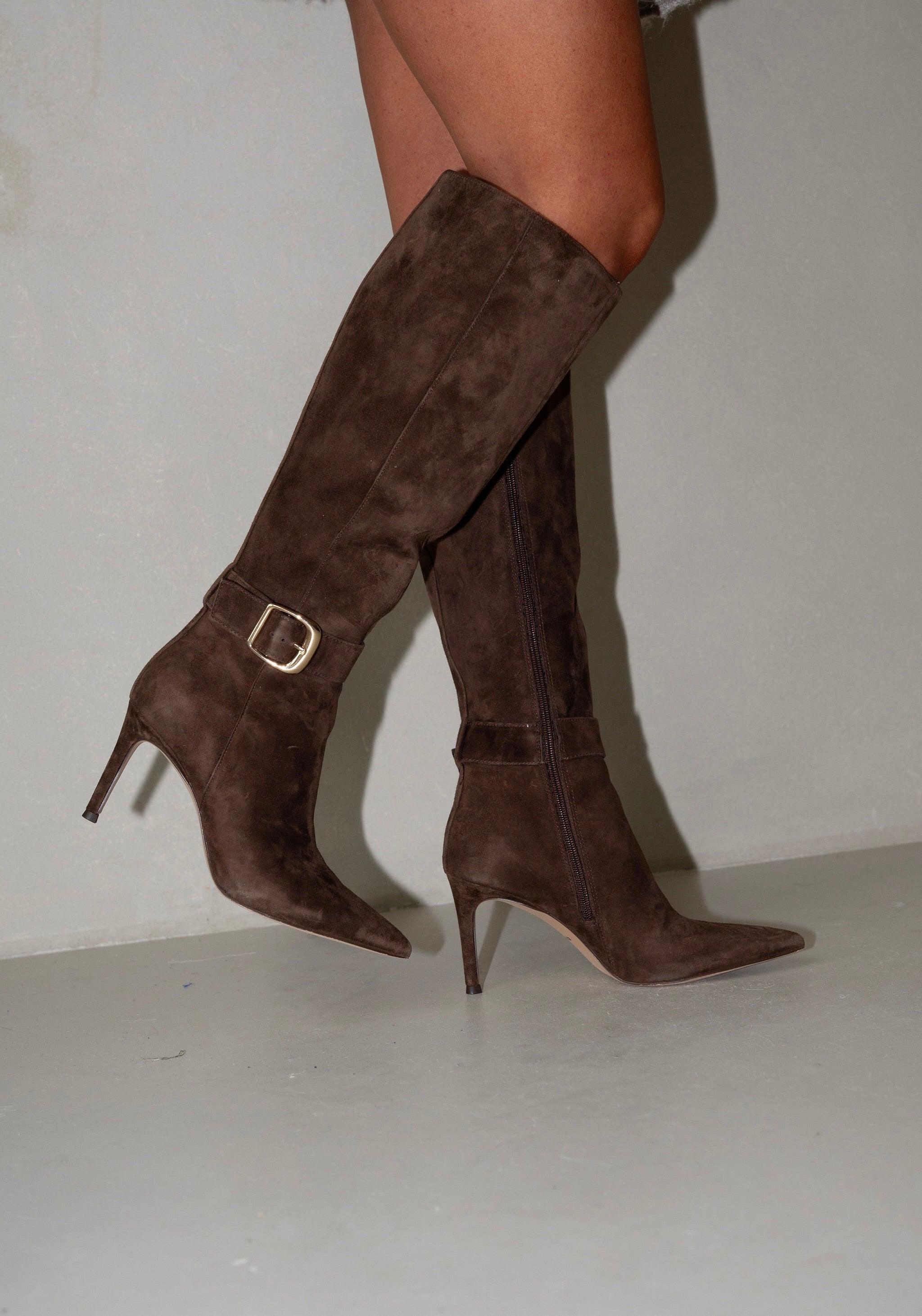 Kinzy Suede Boots-Dark Brown/Dolce Vita
