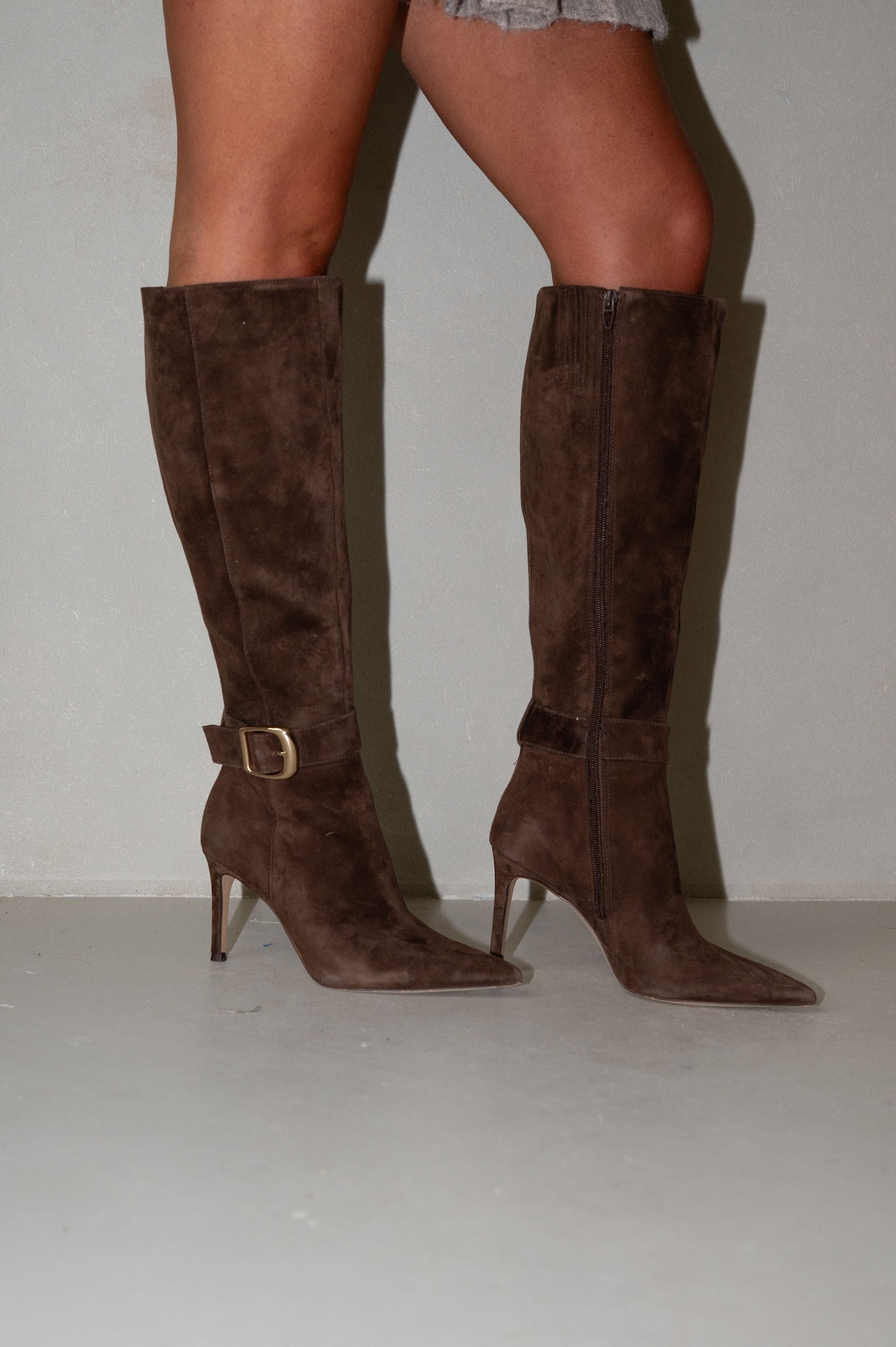 Kinzy Suede Boots-Dark Brown/Dolce Vita