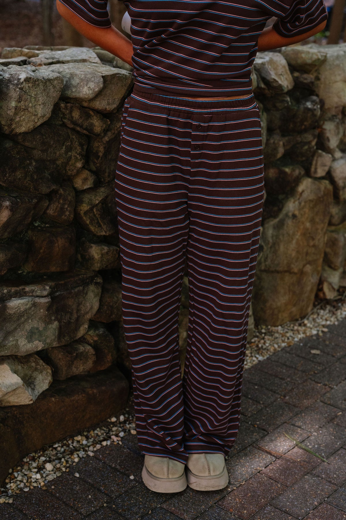 Tarsi Striped Terry Set-Chocolate