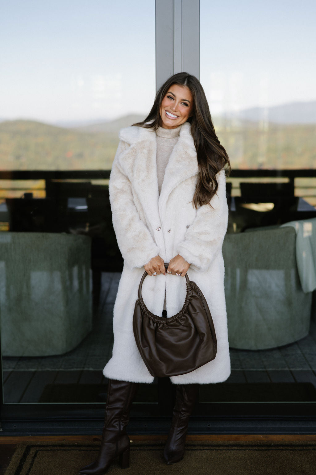 Carmen Faux Fur Coat-Cream