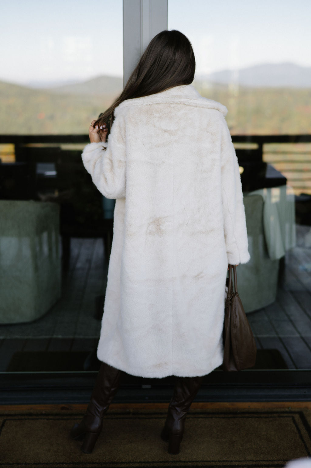 Carmen Faux Fur Coat-Cream