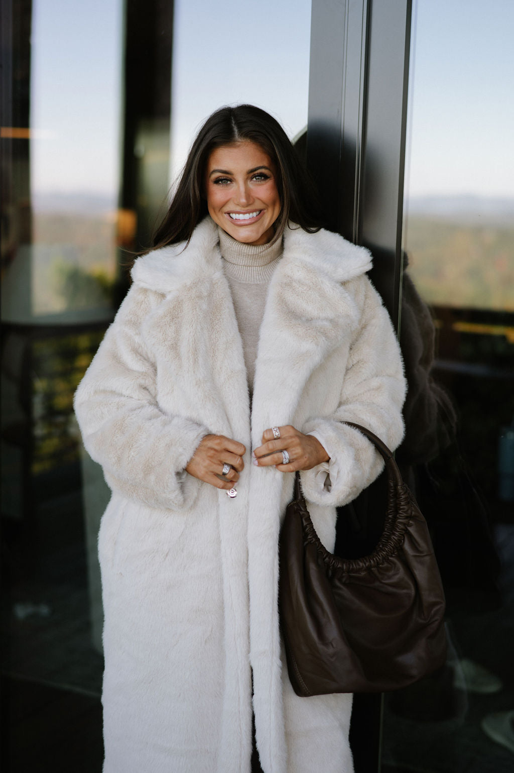 Carmen Faux Fur Coat-Cream