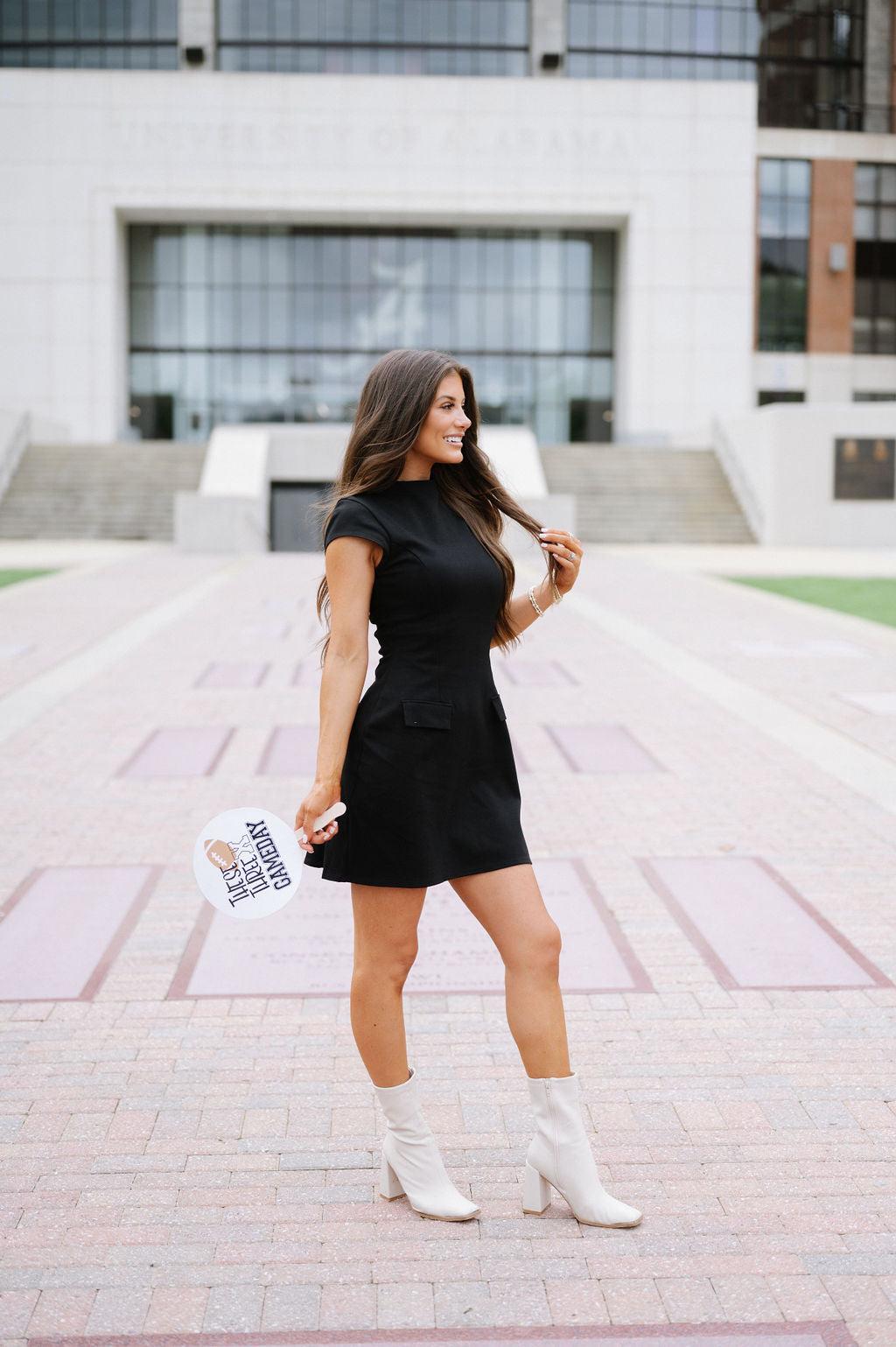 Vintage Mock Neck Mini Dress-Black