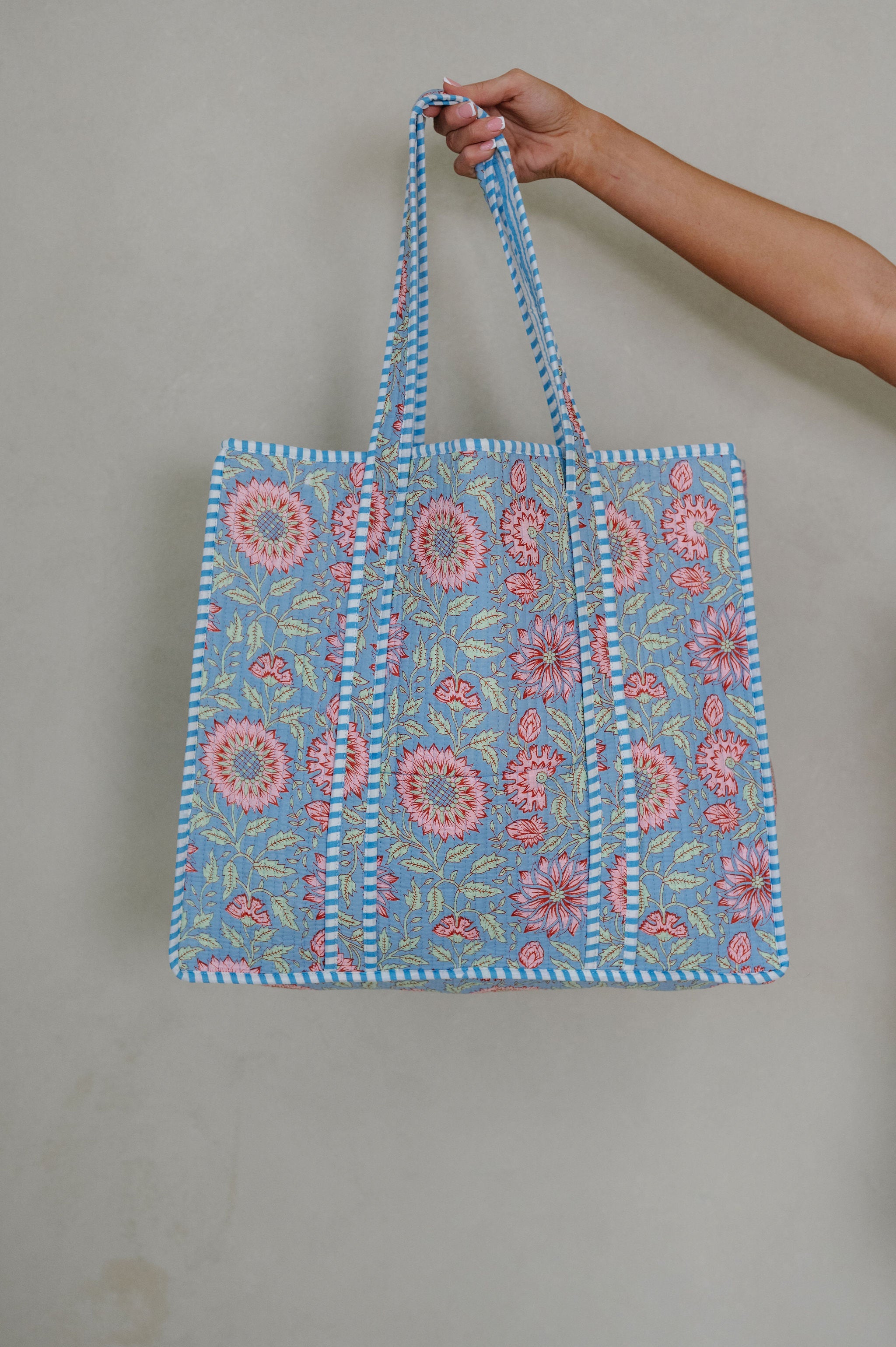 Adley Floral Tote Bag-Blue