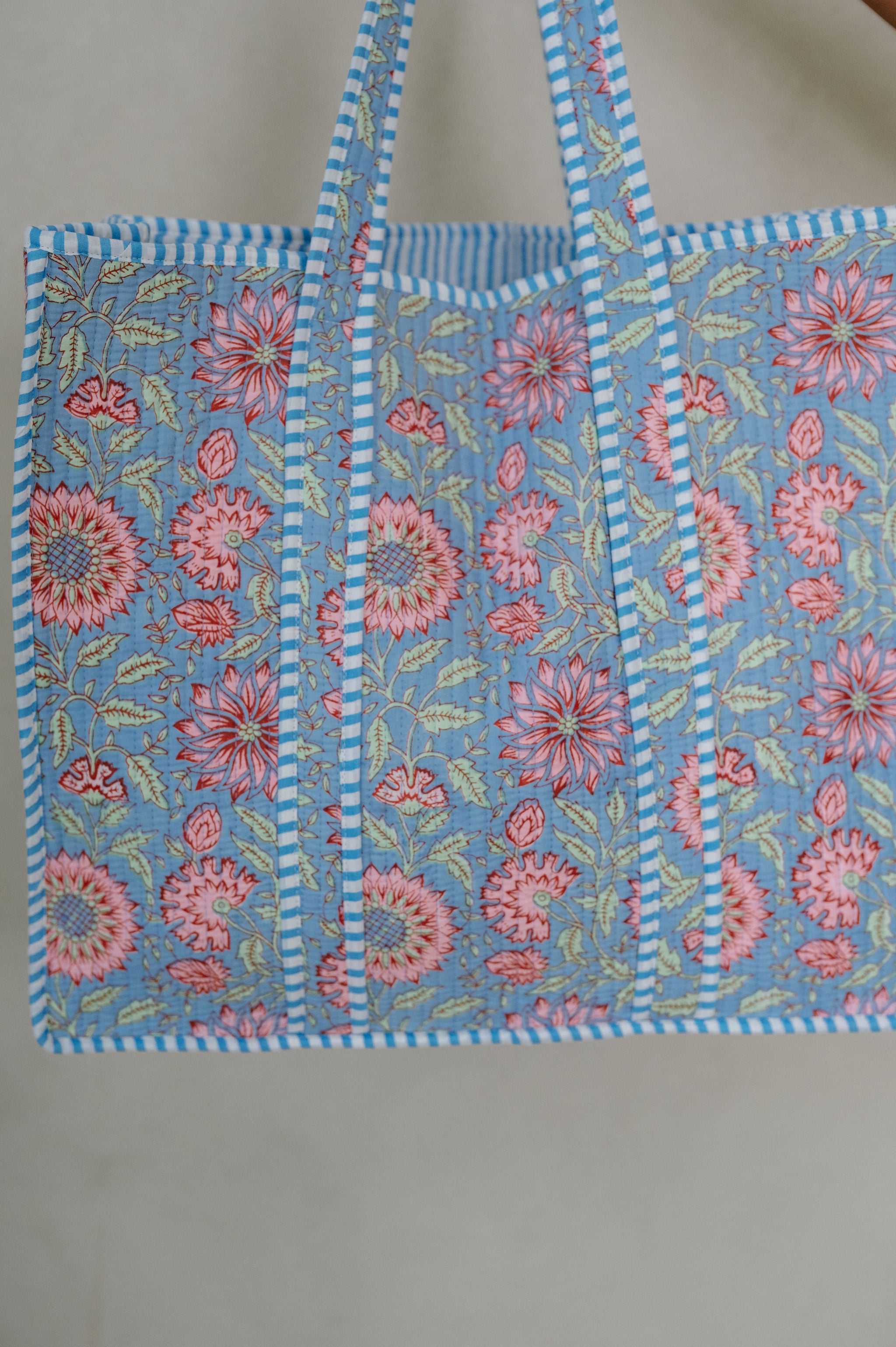 Adley Floral Tote Bag-Blue