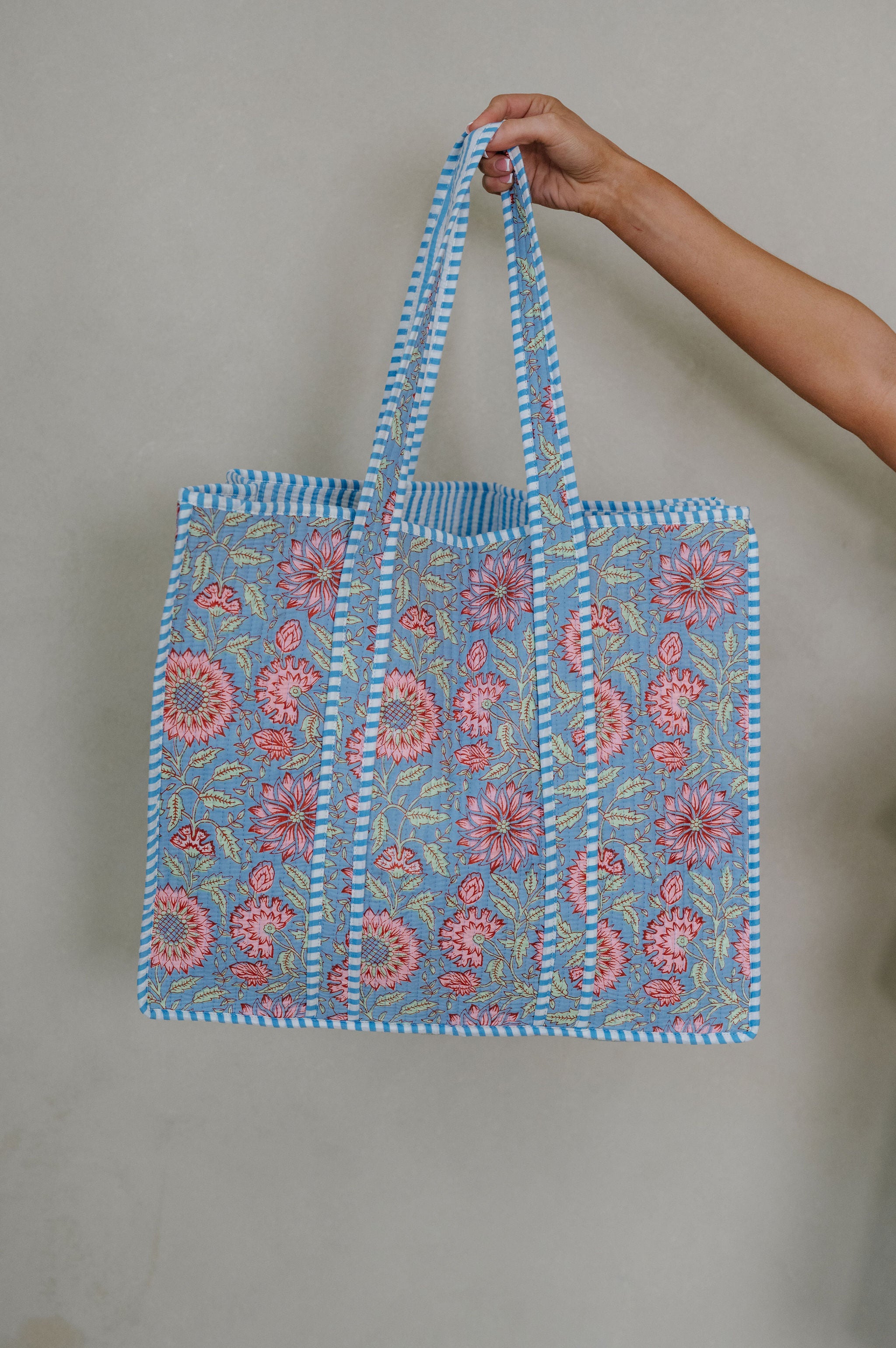 Adley Floral Tote Bag-Blue