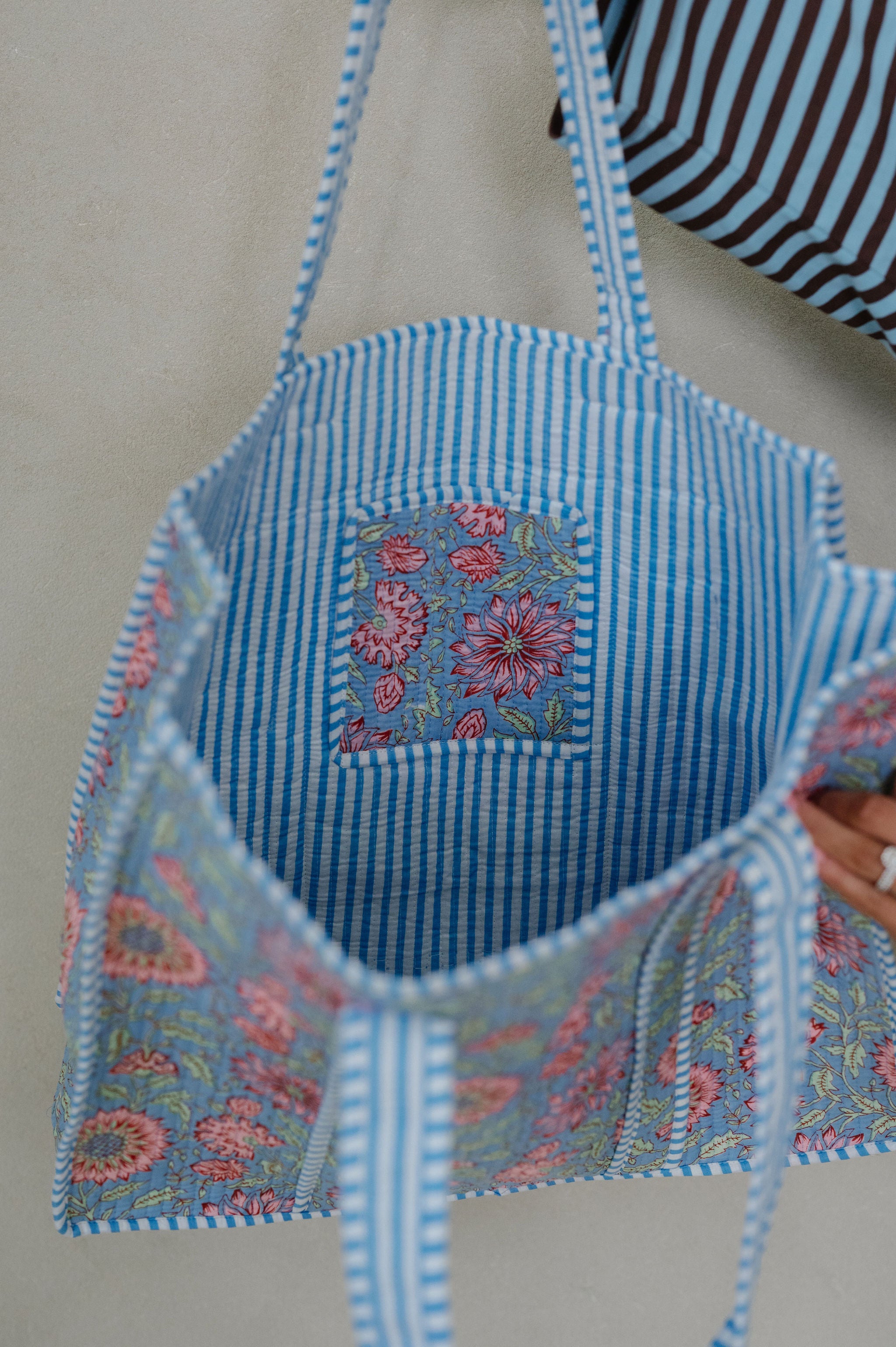 Adley Floral Tote Bag-Blue