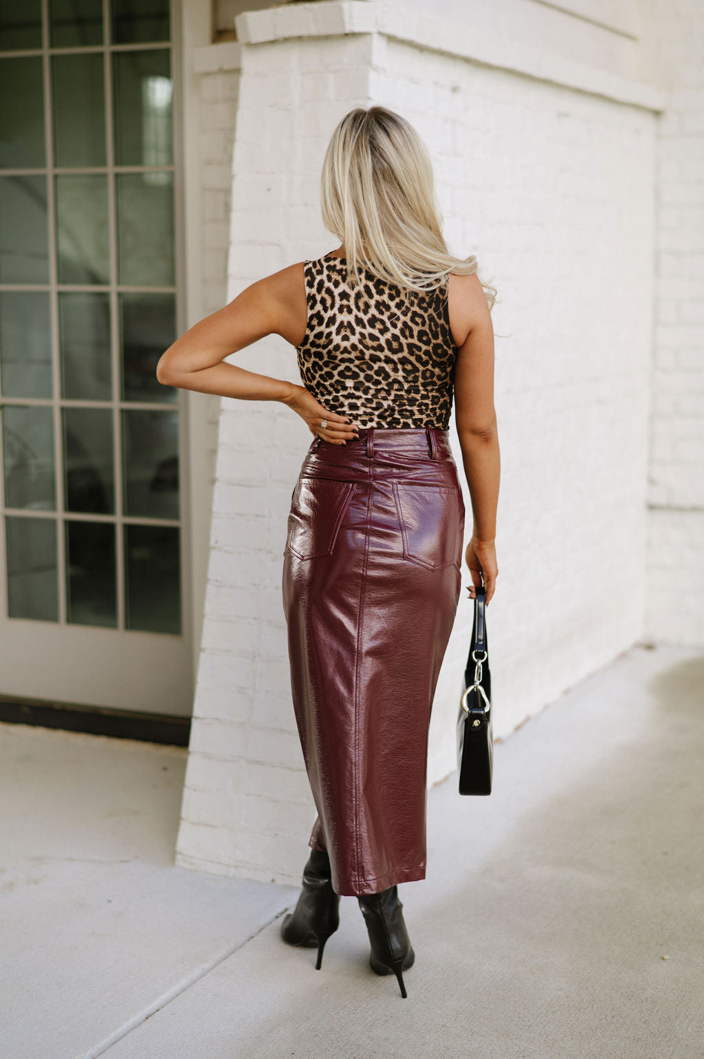 Shelby Front Slit Skirt-Merlot