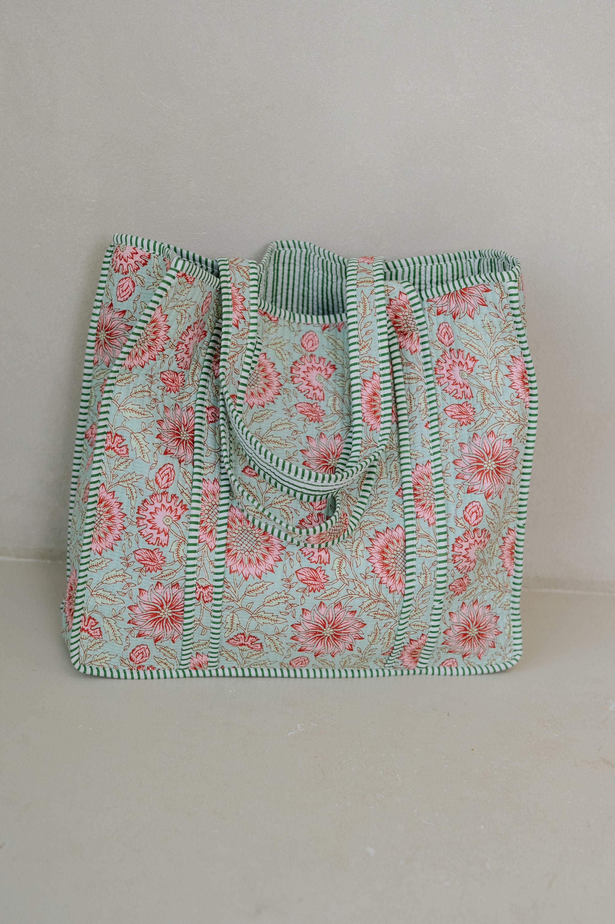 Adley Floral Tote Bag-Mint Green