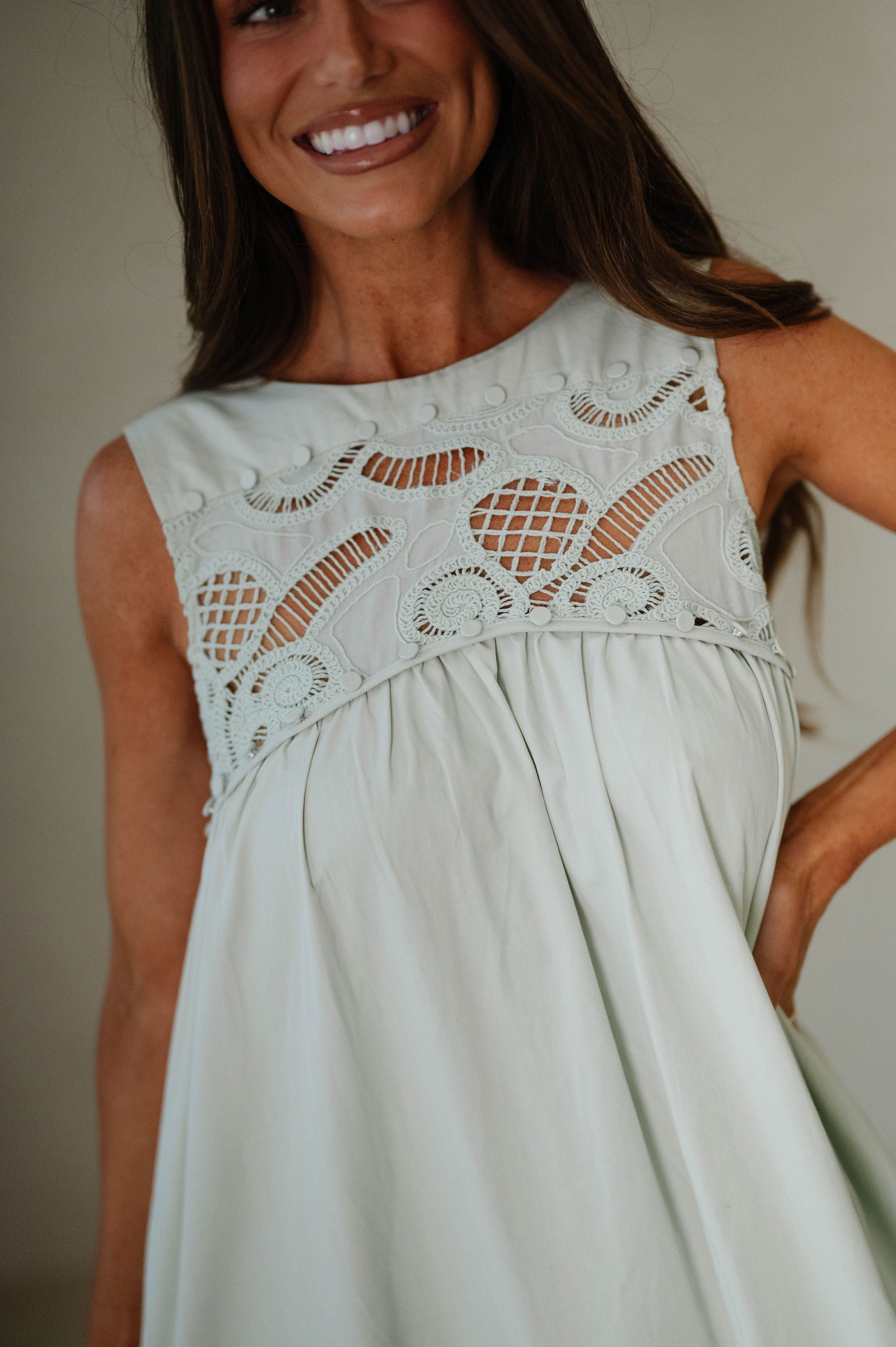Boho Lace Maxi Dress-Sage