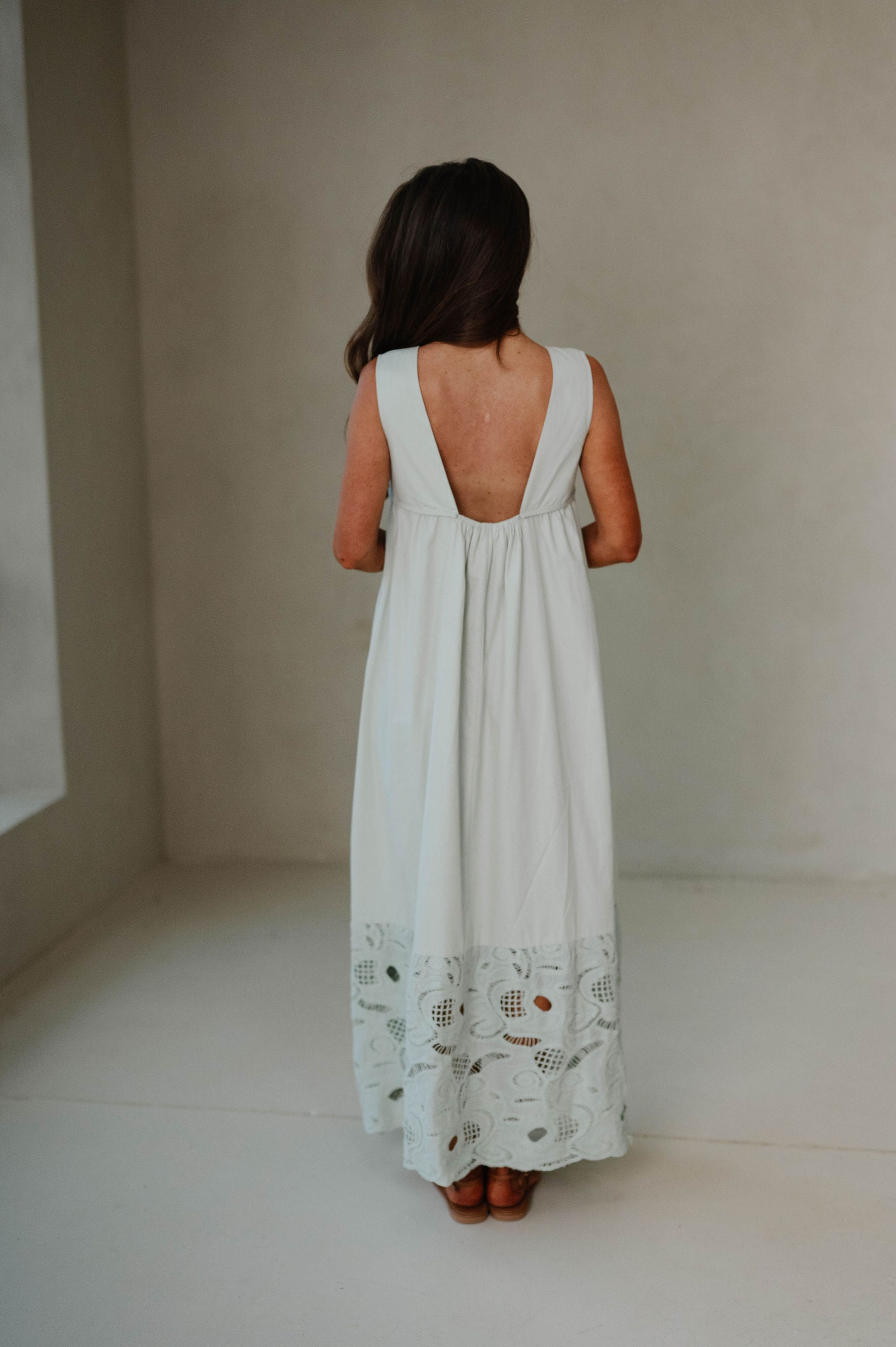 Boho Lace Maxi Dress-Sage