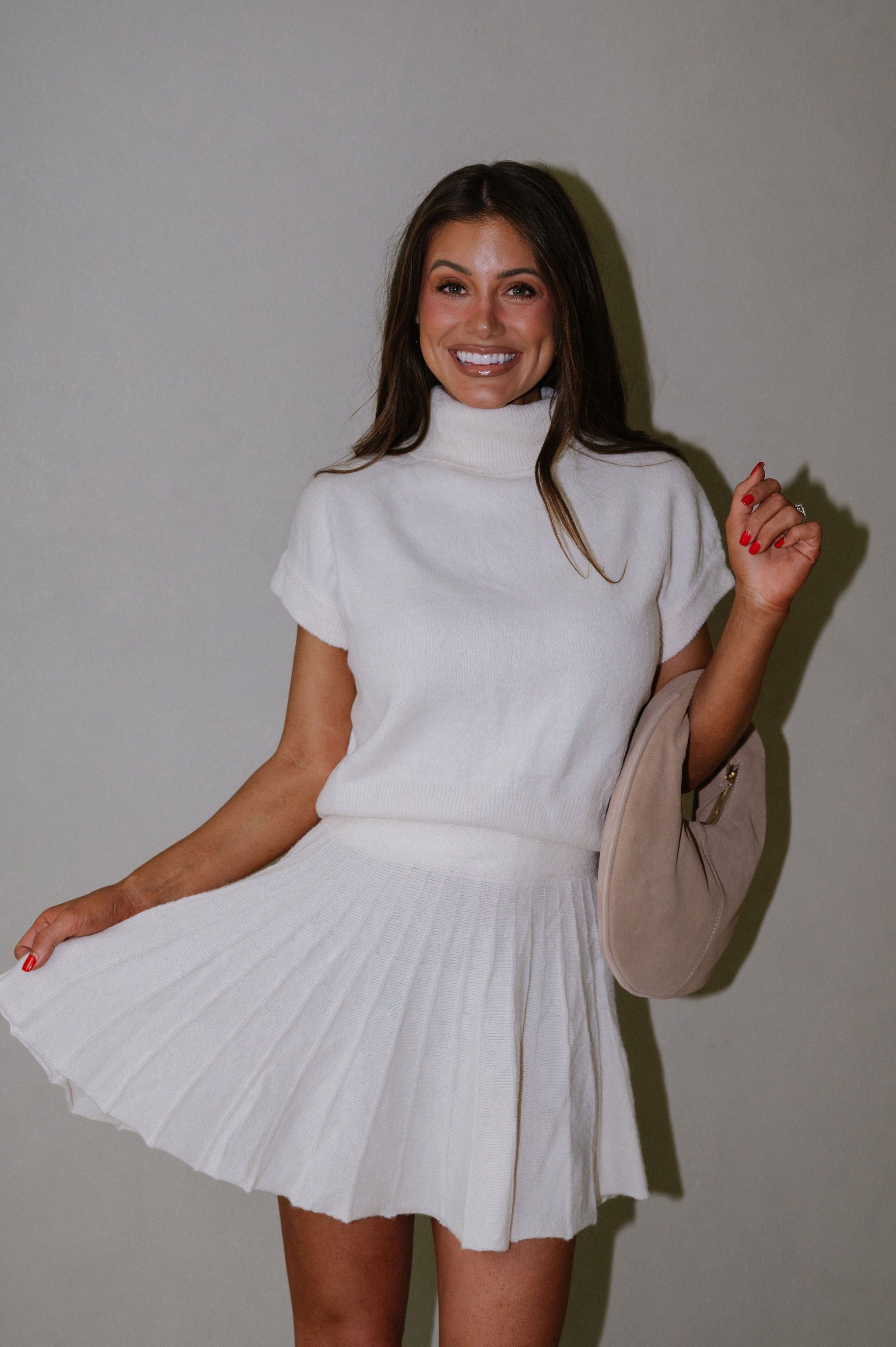 Bennet Pleated Skirt Set-Cream