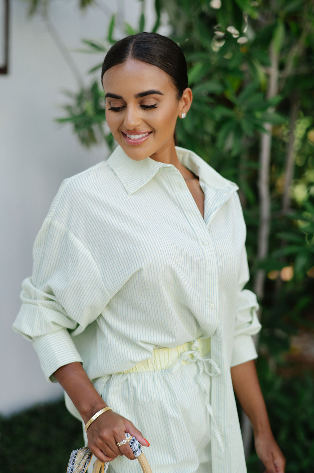 Carter Oversized Stripe Shirt-Lime/Blue