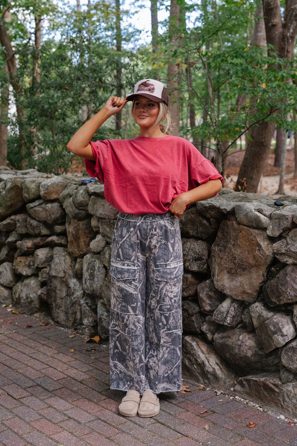 Rae Oversized T-Shirt-Dark Red
