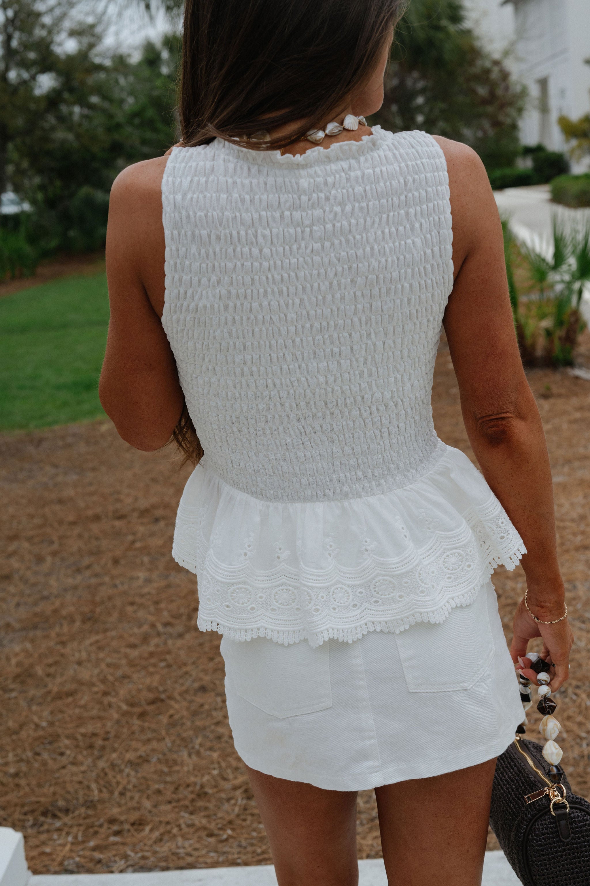 Alexandra Peplum Top-White