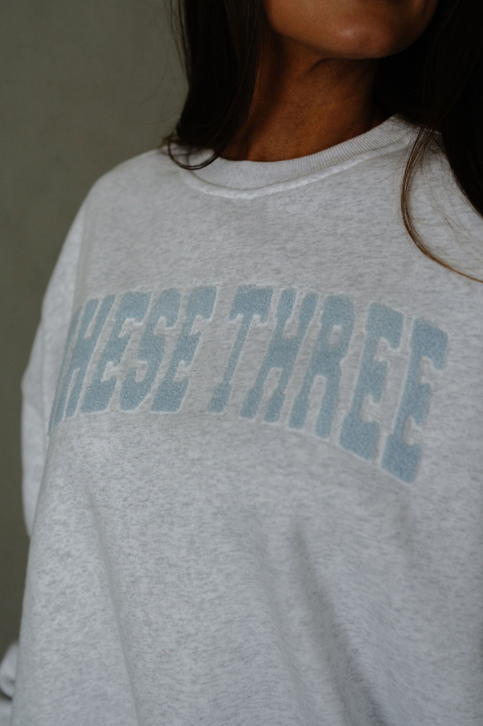 These Three Embroidered Sweatshirt- Blue Mix