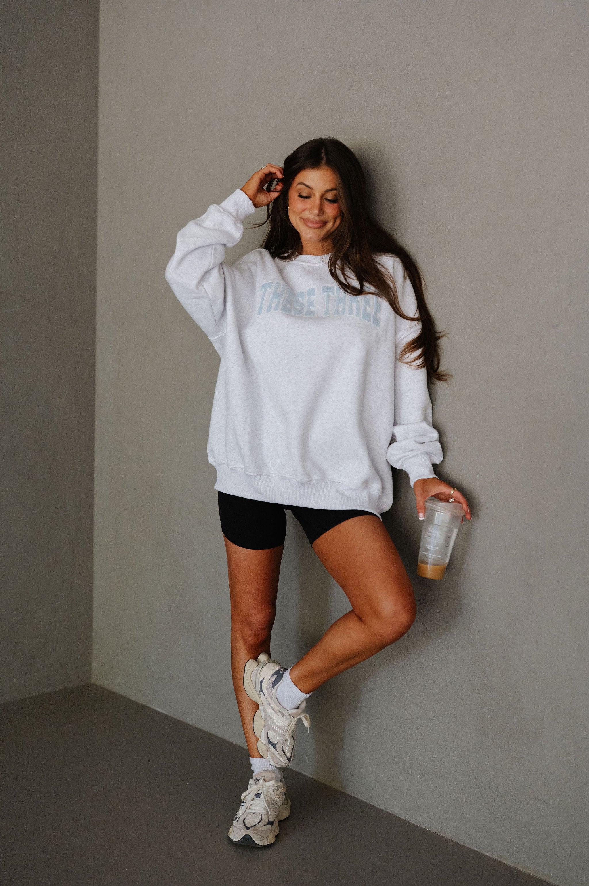 These Three Embroidered Sweatshirt- Blue Mix